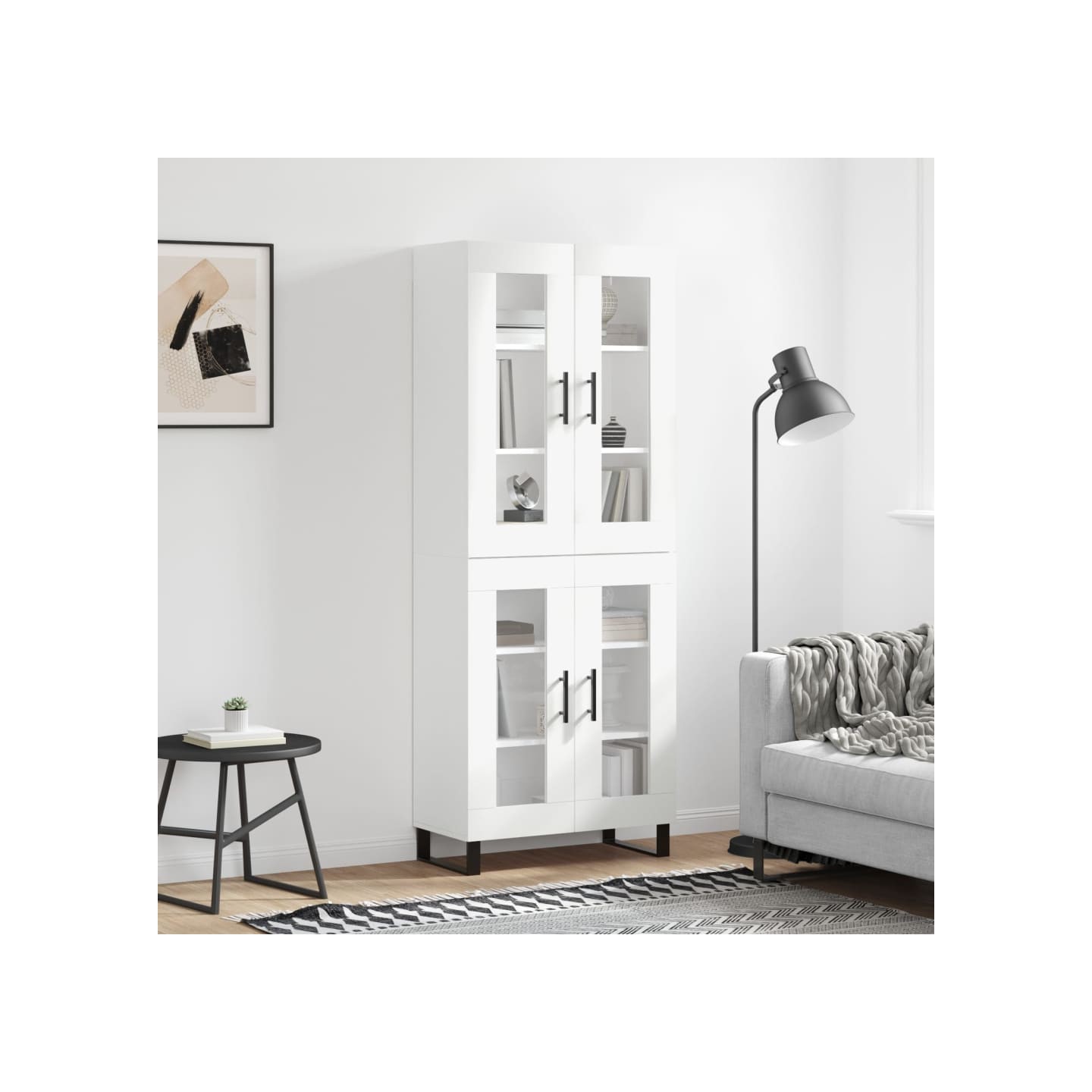 Buffet haut Blanc 69,5x34x180 cm Bois d'ingénierie