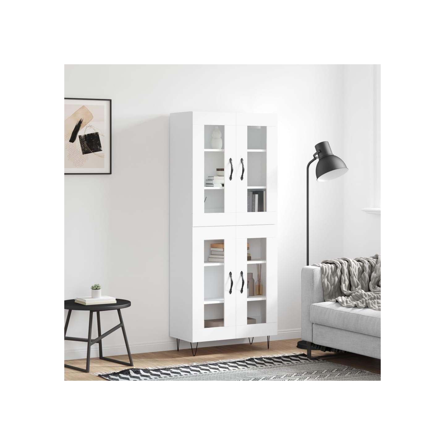 Buffet haut Blanc 69,5x34x180 cm Bois d'ingénierie