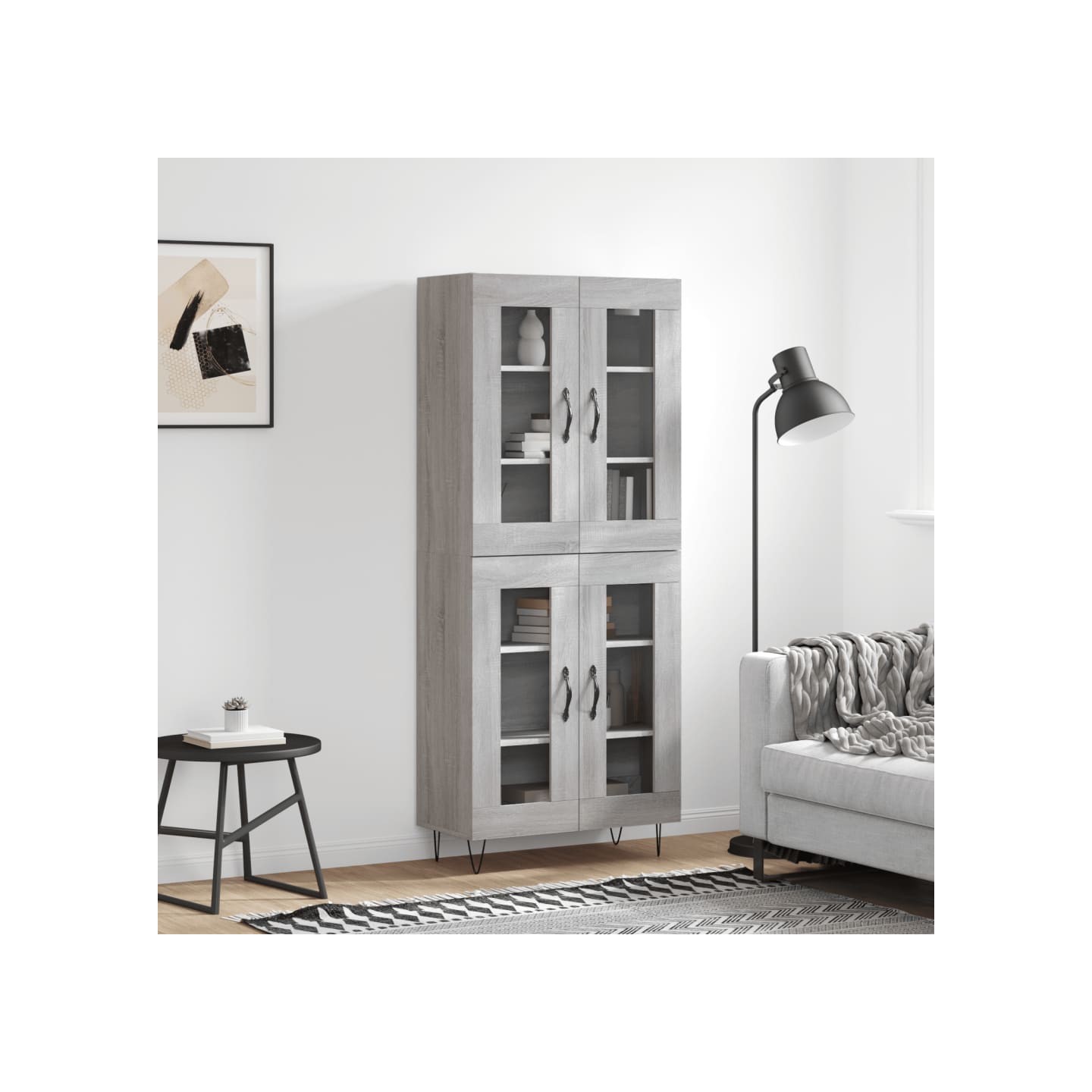 Buffet haut Sonoma gris 69,5x34x180 cm Bois d'ingénierie
