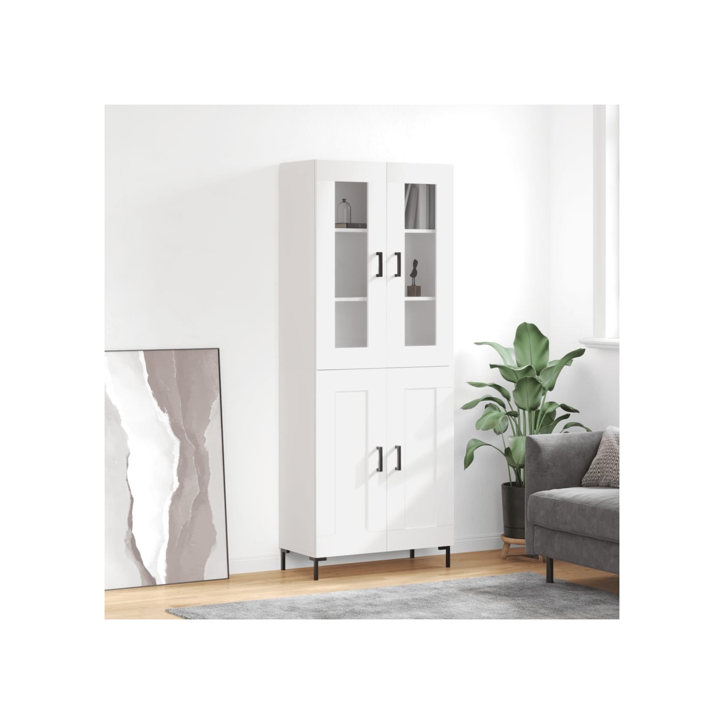 Buffet haut Blanc 69,5x34x180 cm Bois d'ingénierie