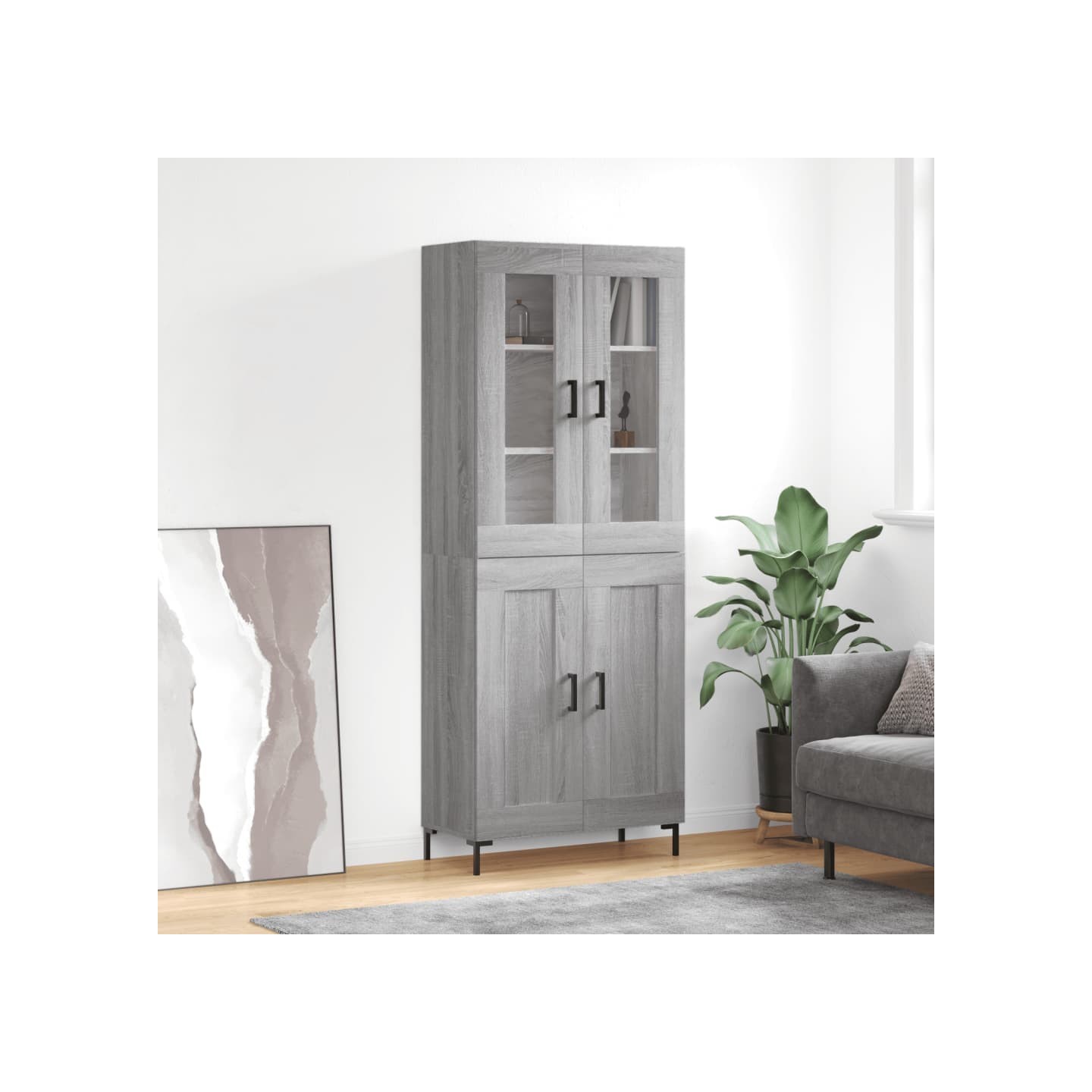 Buffet haut Sonoma gris 69,5x34x180 cm Bois d'ingénierie