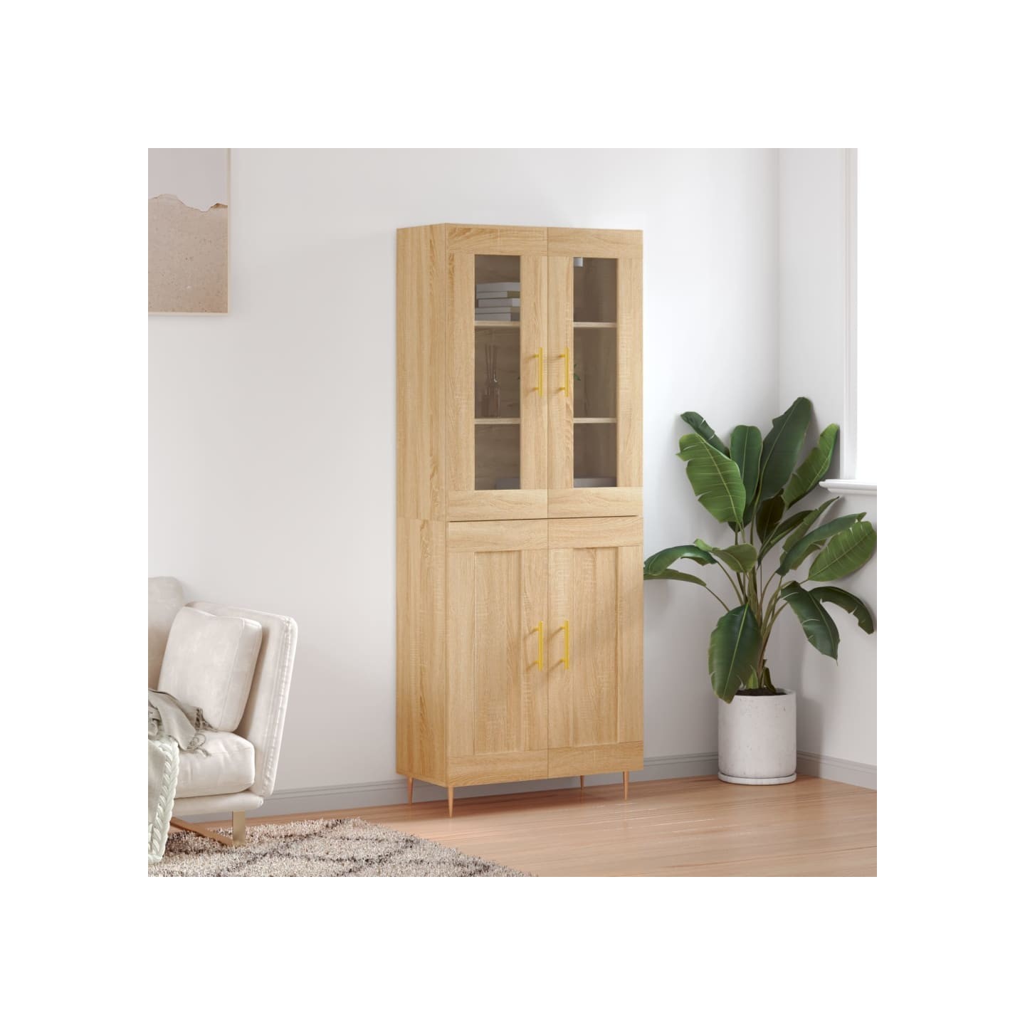 Buffet haut Chêne sonoma 69,5x34x180 cm Bois d'ingénierie