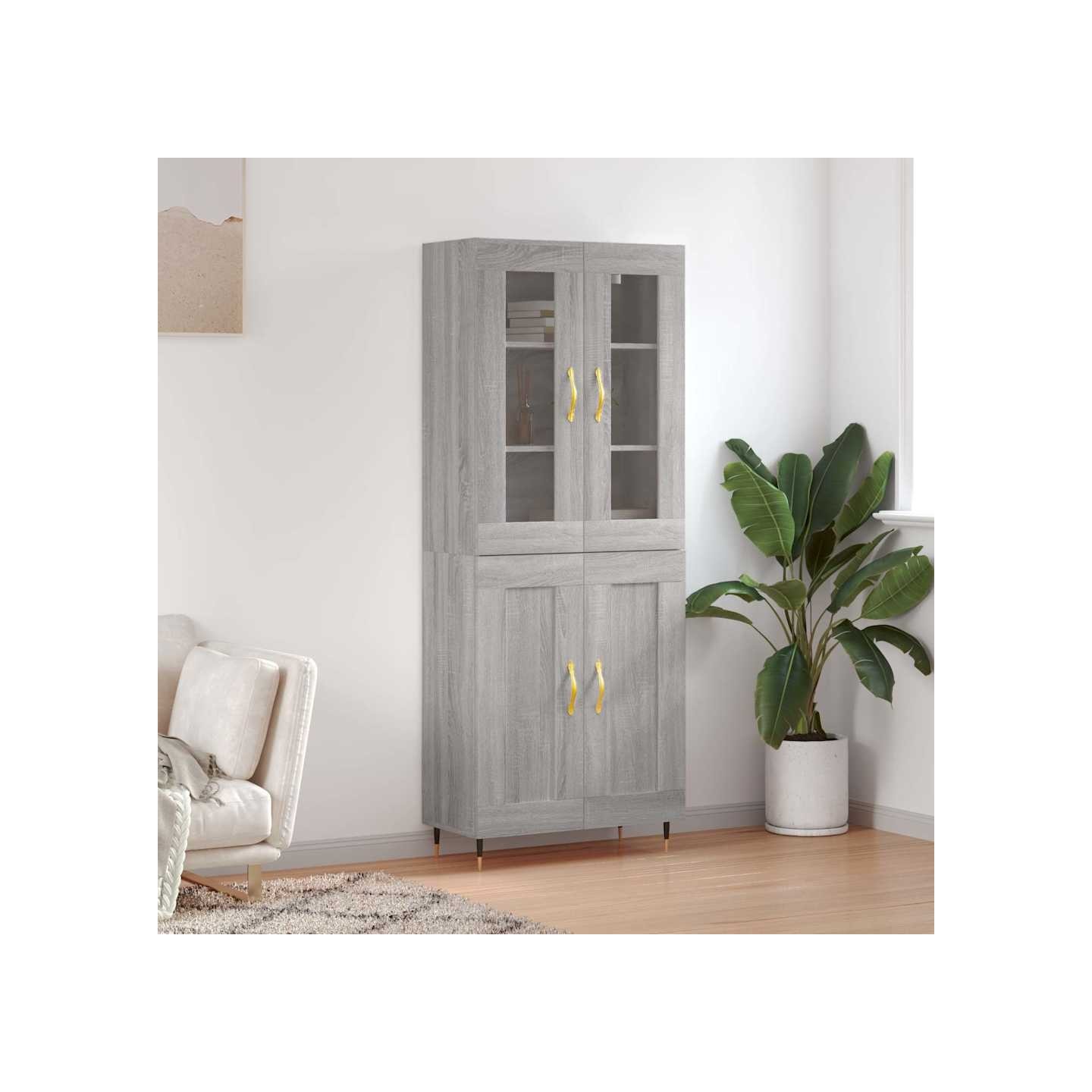 Buffet haut Sonoma gris 69,5x34x180 cm Bois d'ingénierie