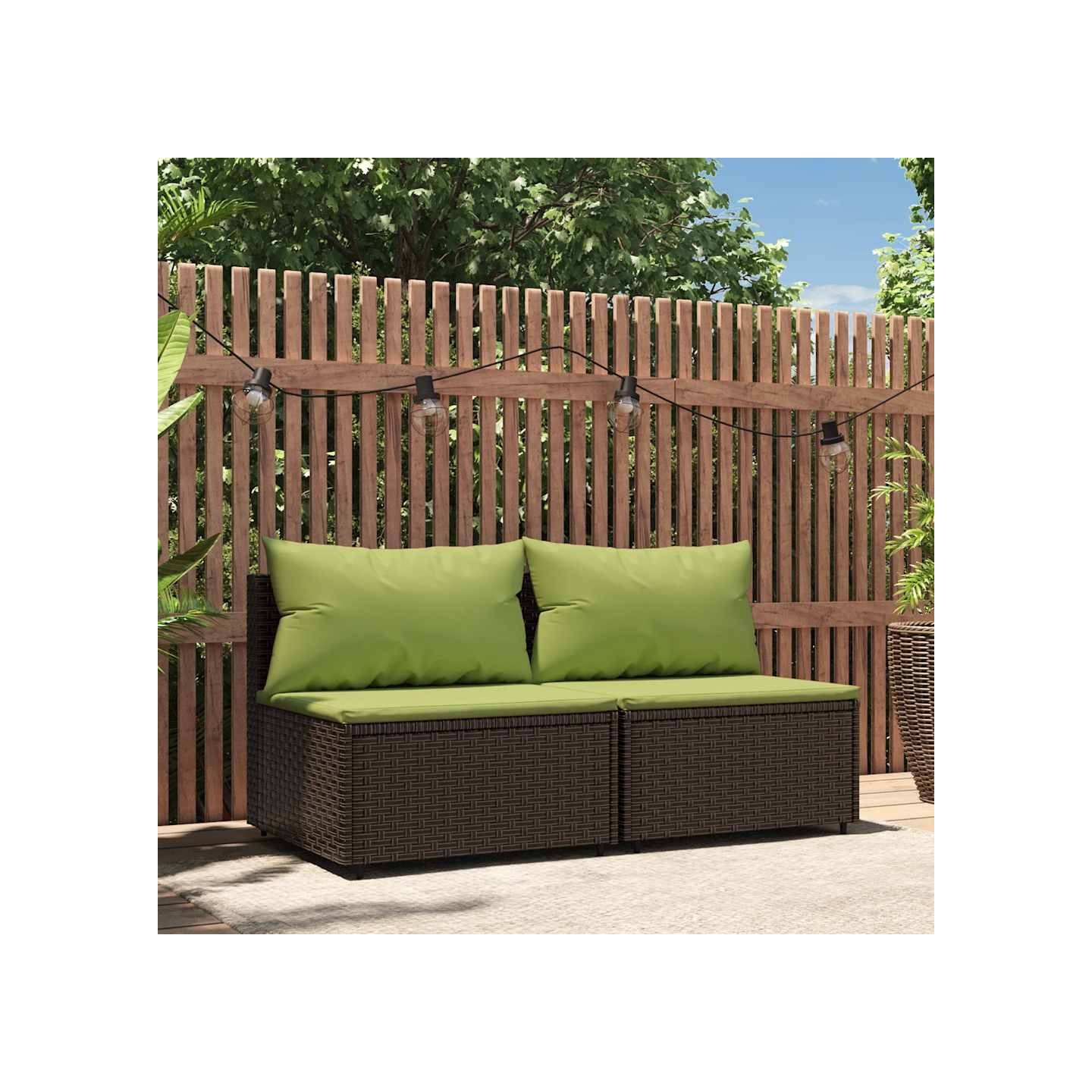 Canapés centraux de jardin coussins 2pcs marron résine tressée