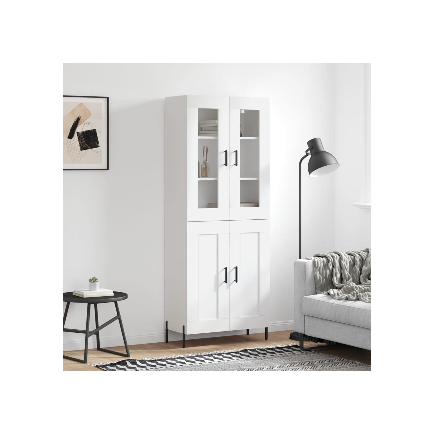 Buffet haut Blanc 69,5x34x180 cm Bois d'ingénierie