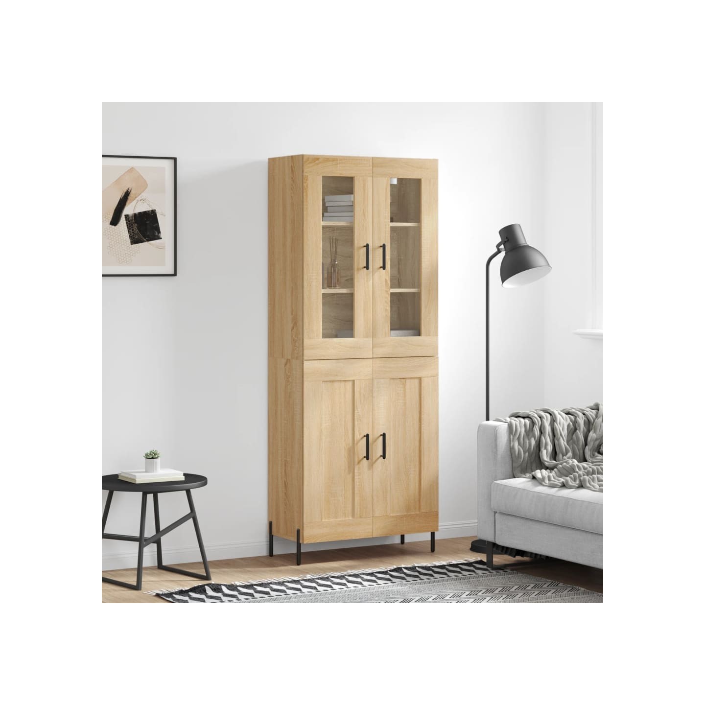 Buffet haut Chêne sonoma 69,5x34x180 cm Bois d'ingénierie