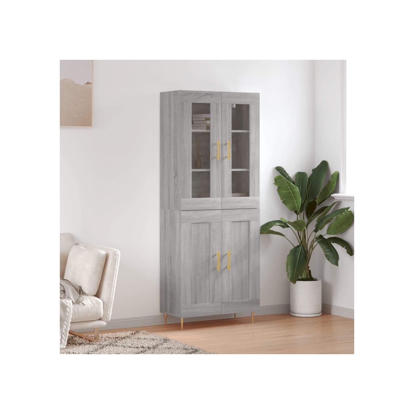 Buffet haut Sonoma gris 69,5x34x180 cm Bois d'ingénierie
