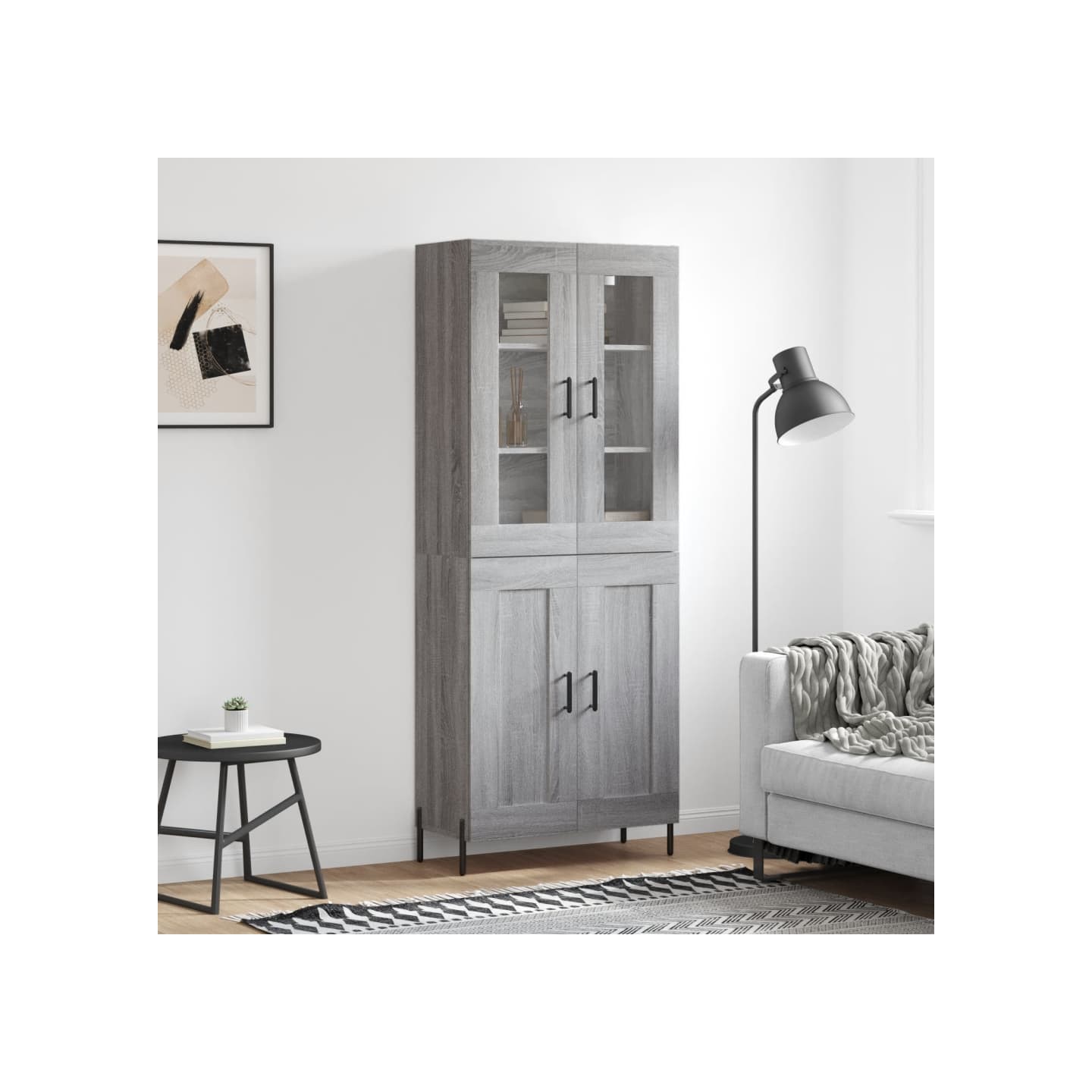 Buffet haut Sonoma gris 69,5x34x180 cm Bois d'ingénierie