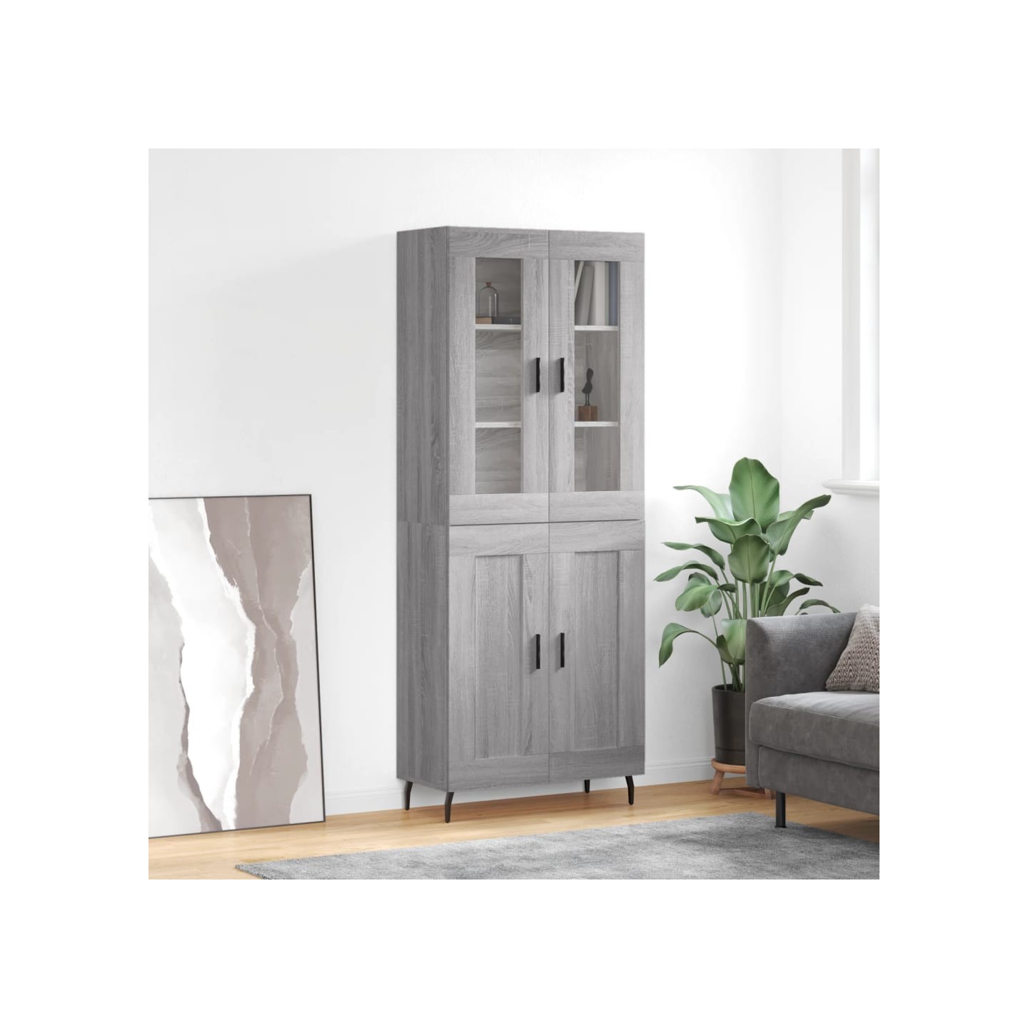 Buffet haut Sonoma gris 69,5x34x180 cm Bois d'ingénierie