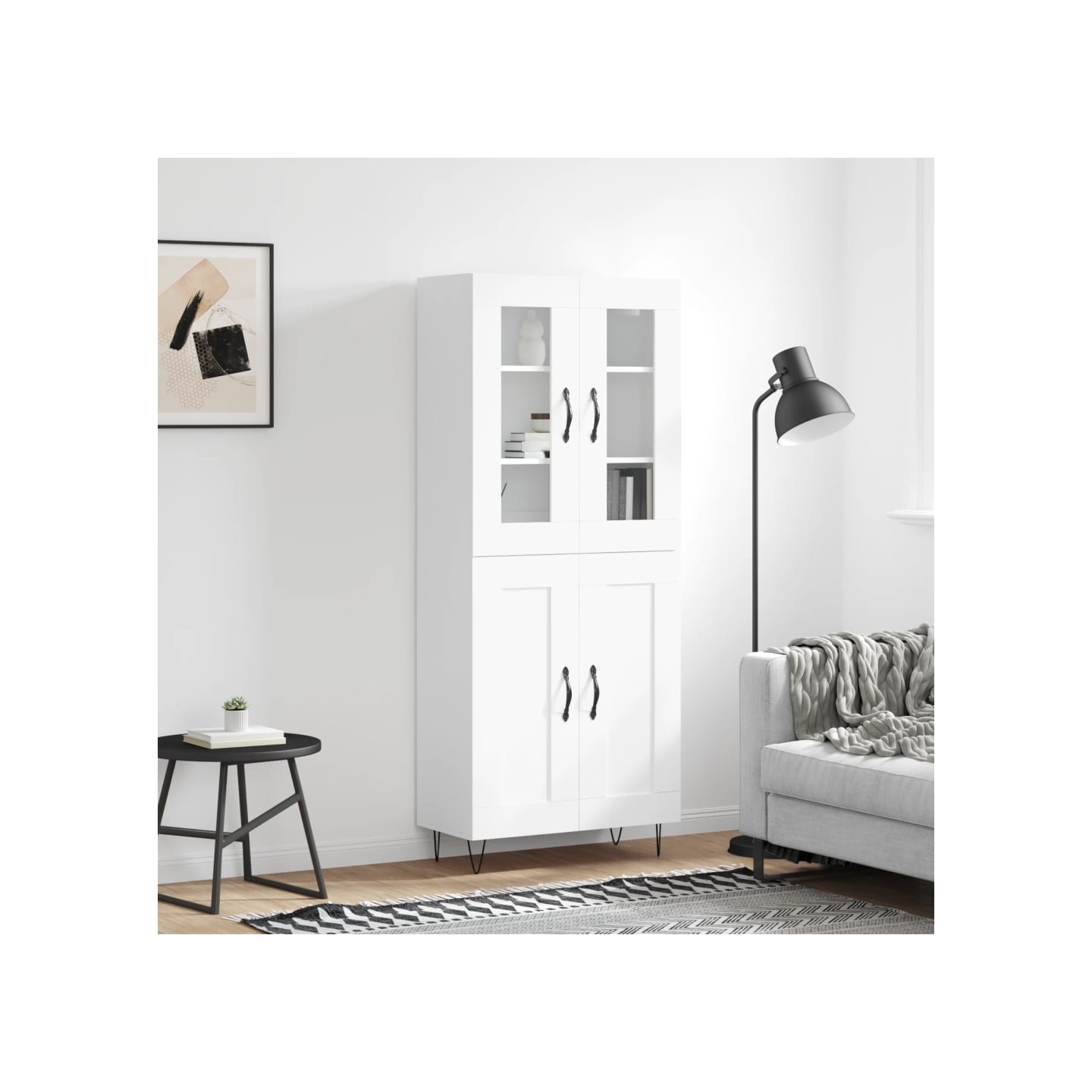 Buffet haut Blanc 69,5x34x180 cm Bois d'ingénierie