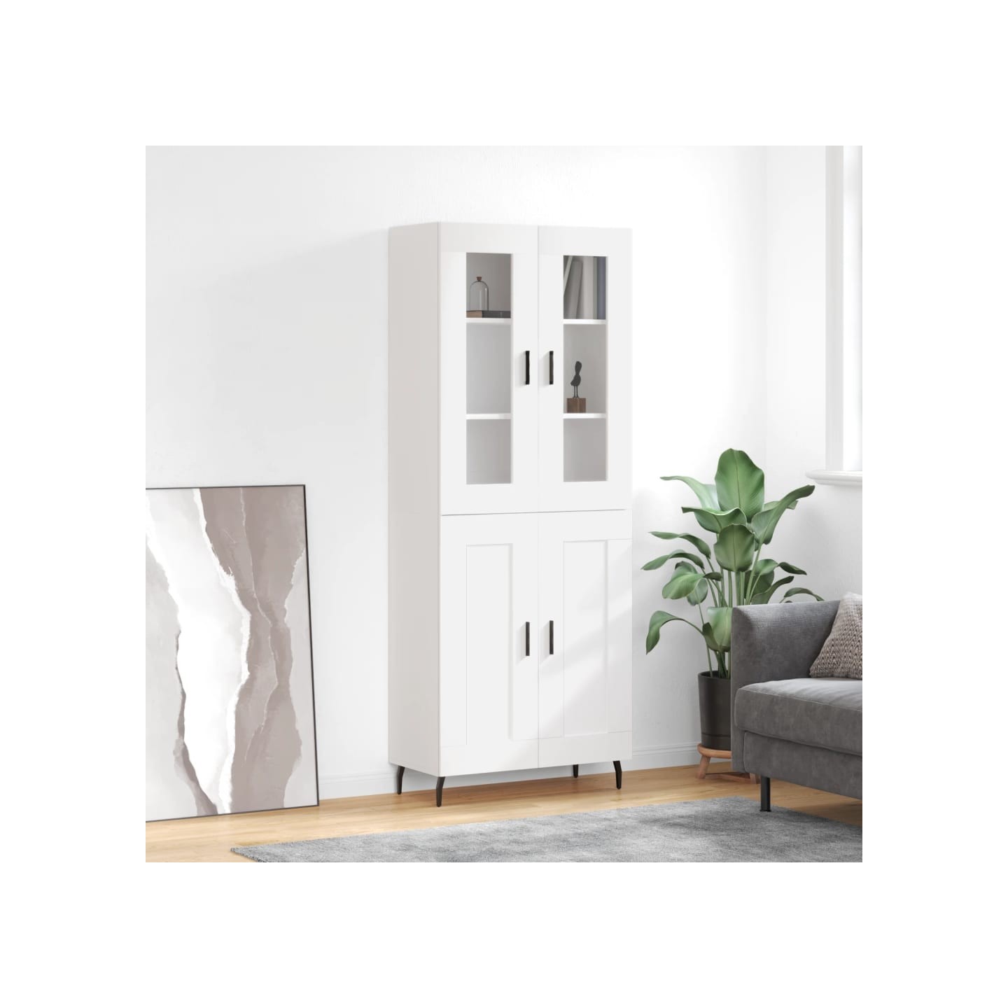 Buffet haut Blanc 69,5x34x180 cm Bois d'ingénierie
