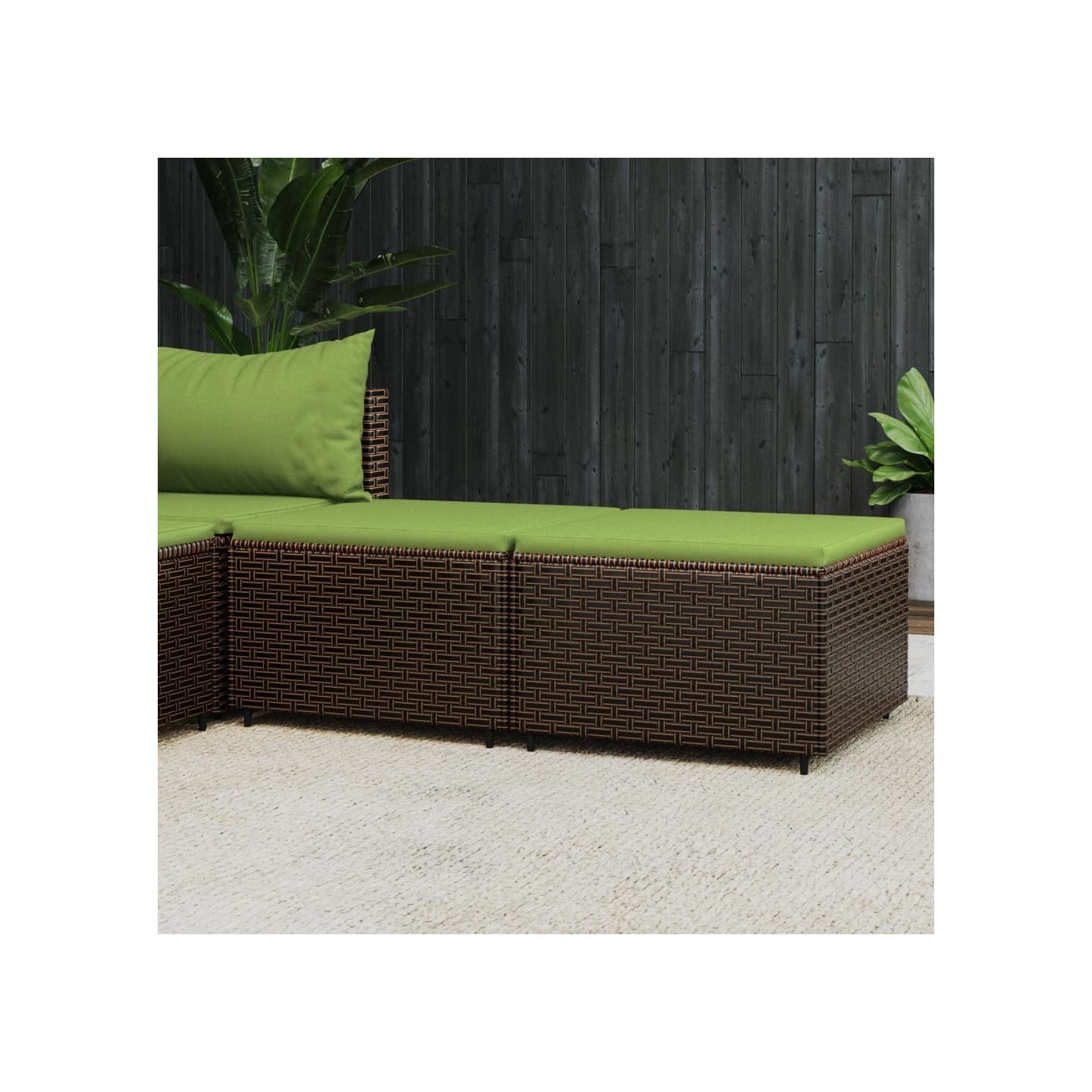 Repose-pieds de jardin coussins lot de 2 marron résine tressée