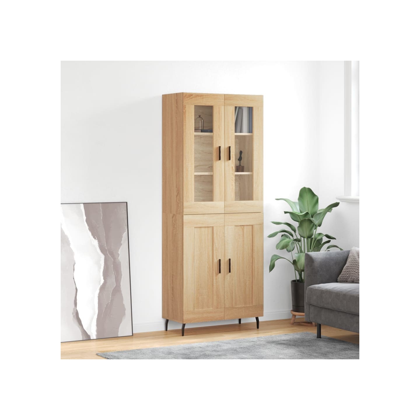 Buffet haut Chêne sonoma 69,5x34x180 cm Bois d'ingénierie