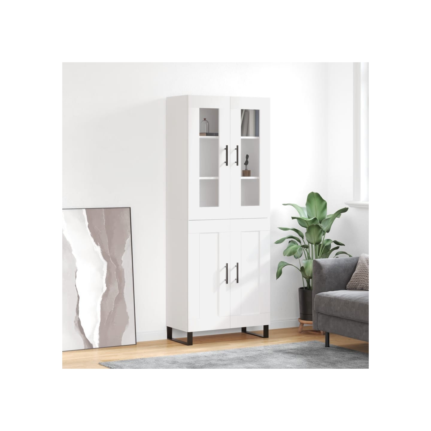 Buffet haut Blanc 69,5x34x180 cm Bois d'ingénierie