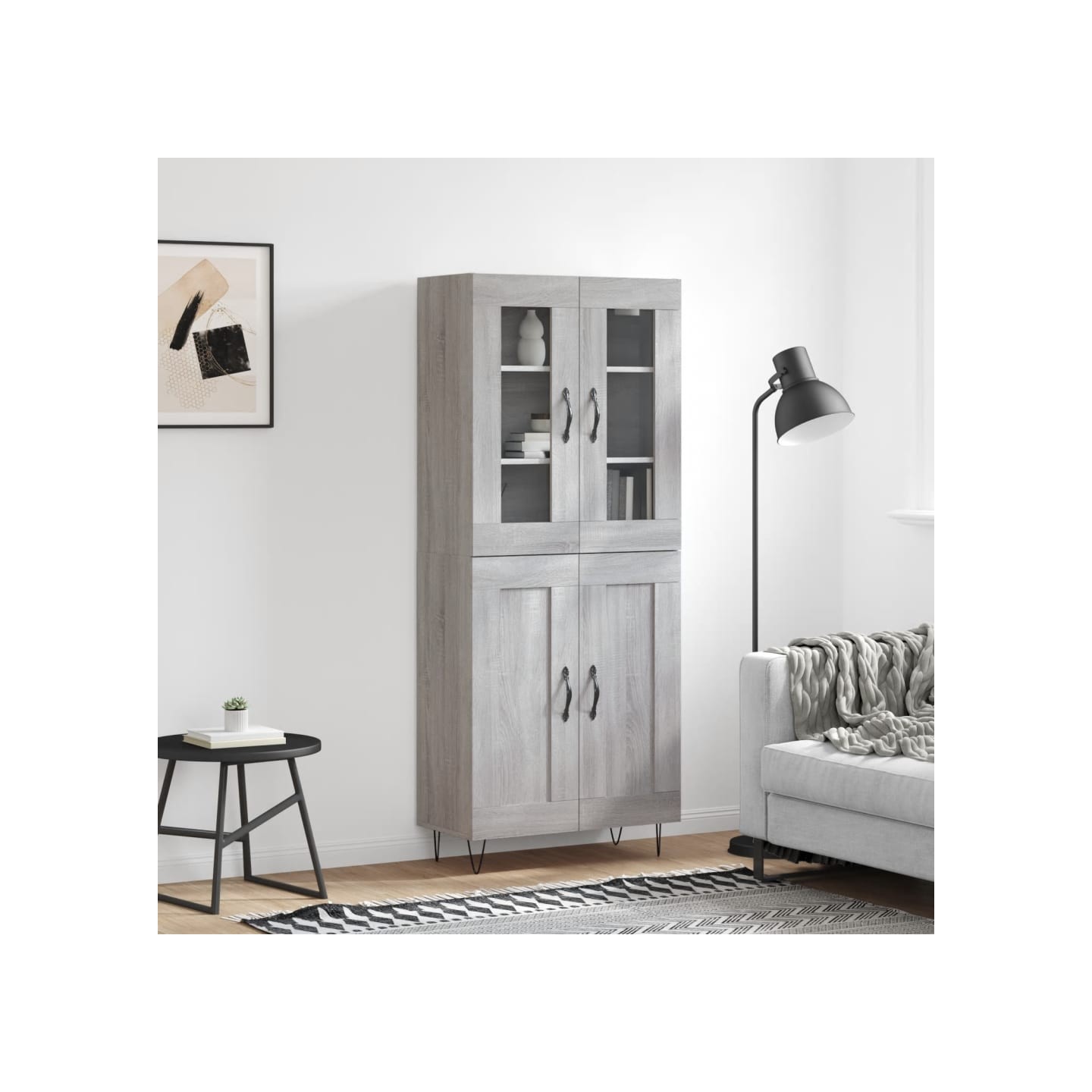 Buffet haut Sonoma gris 69,5x34x180 cm Bois d'ingénierie