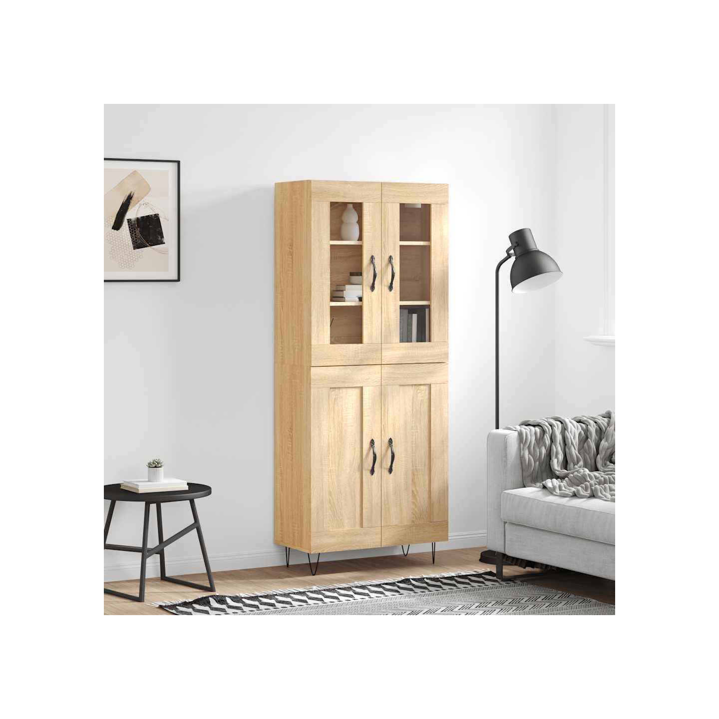 Buffet haut Chêne sonoma 69,5x34x180 cm Bois d'ingénierie