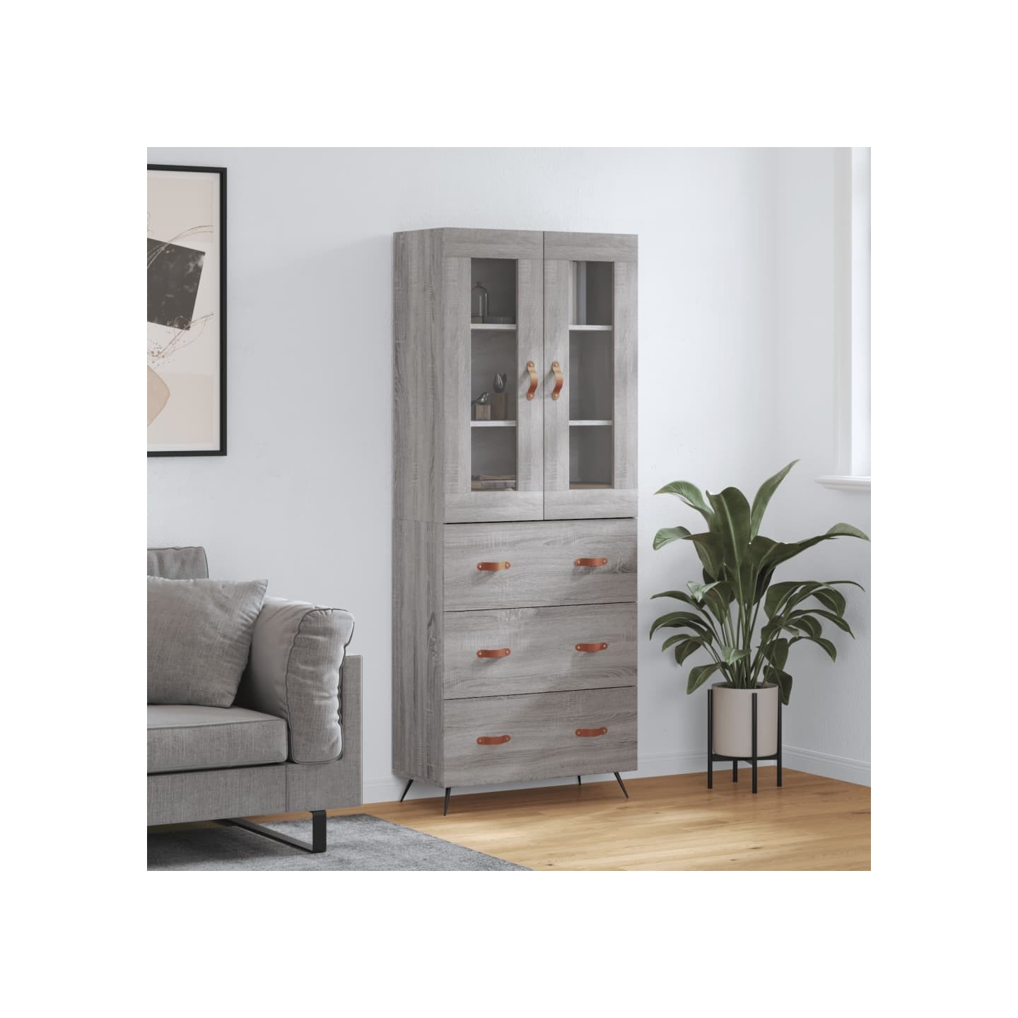 Buffet haut Sonoma gris 69,5x34x180 cm Bois d'ingénierie