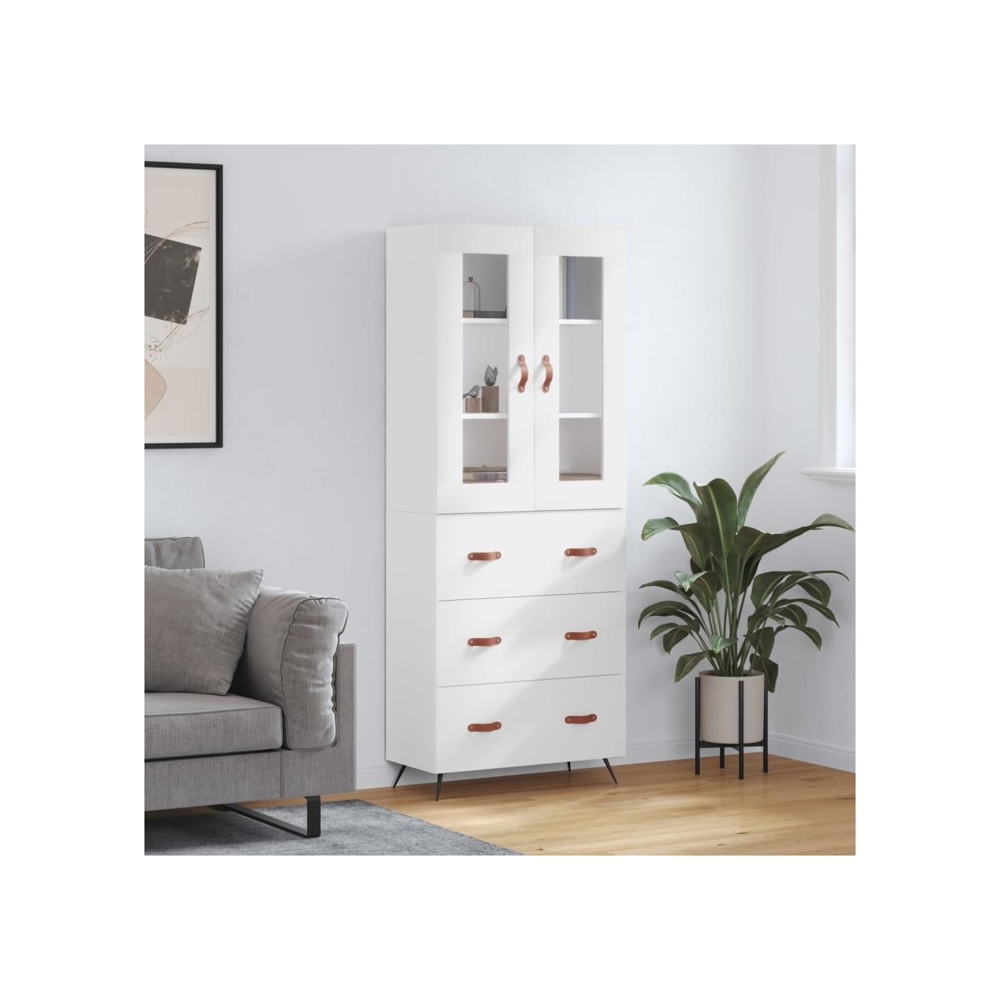 Buffet haut Blanc 69,5x34x180 cm Bois d'ingénierie