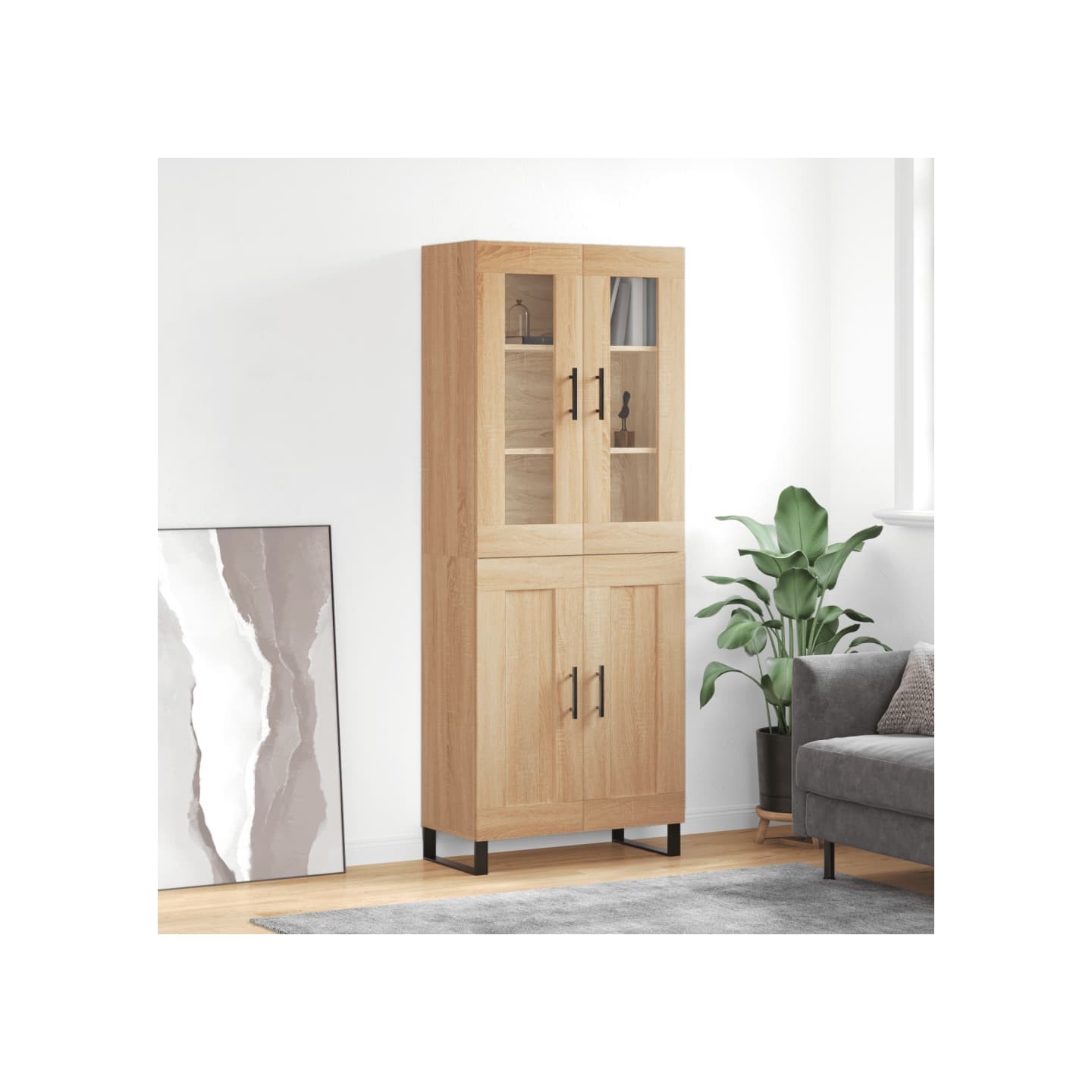 Buffet haut Chêne sonoma 69,5x34x180 cm Bois d'ingénierie