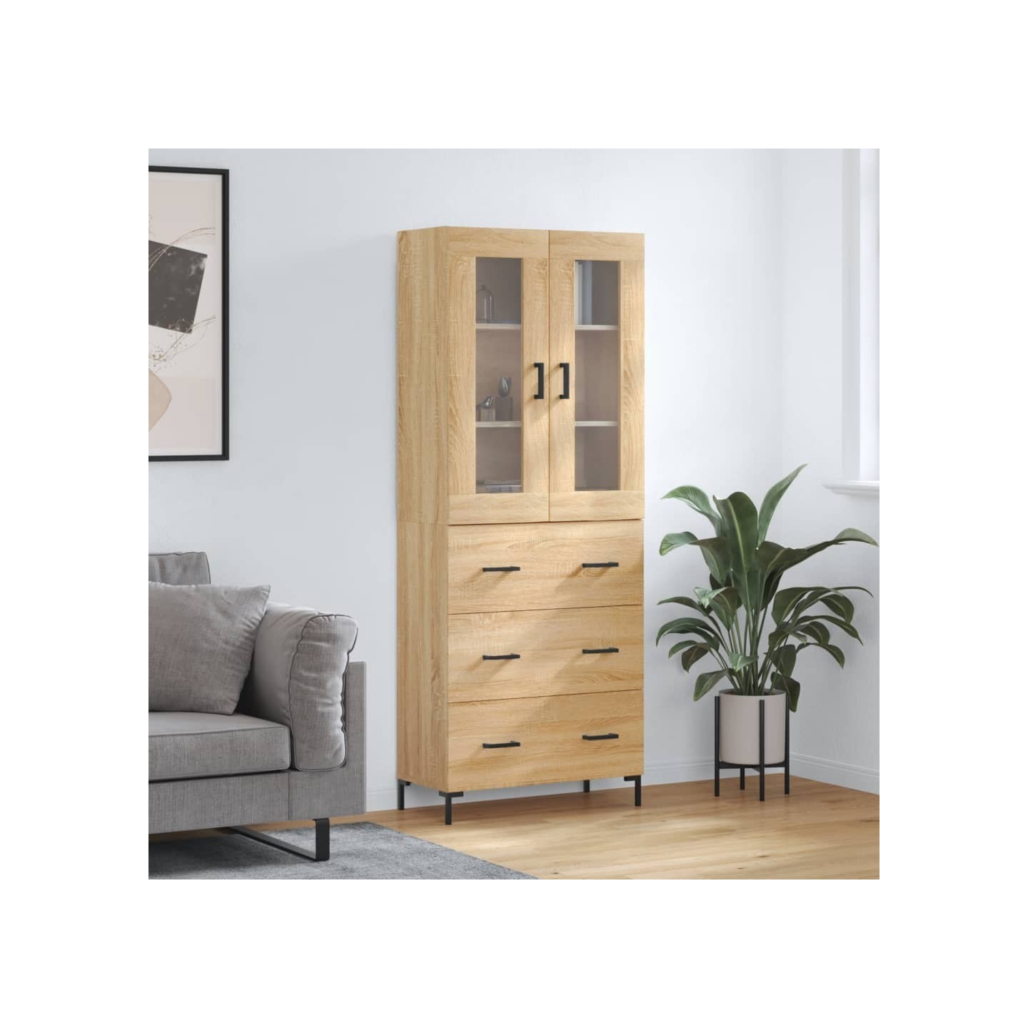 Buffet haut Chêne sonoma 69,5x34x180 cm Bois d'ingénierie