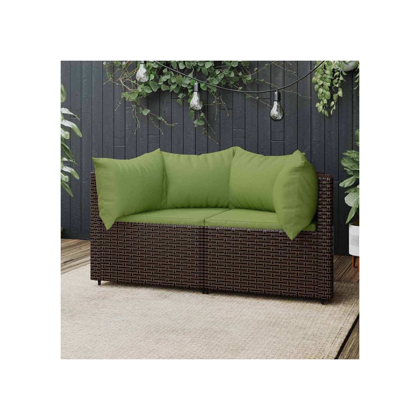 Canapés d'angle de jardin et coussins2pcs marron résine tressée