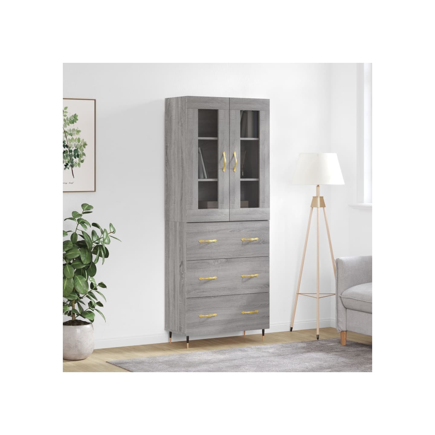 Buffet haut Sonoma gris 69,5x34x180 cm Bois d'ingénierie