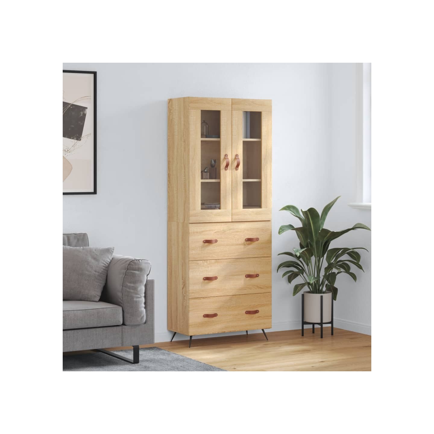 Buffet haut Chêne sonoma 69,5x34x180 cm Bois d'ingénierie
