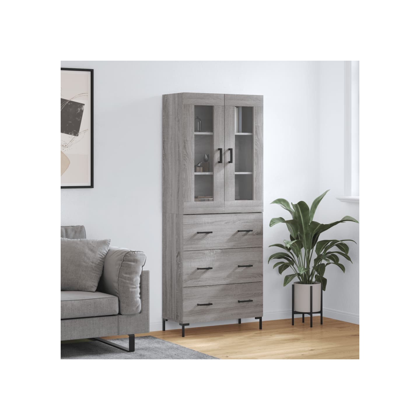Buffet haut Sonoma gris 69,5x34x180 cm Bois d'ingénierie