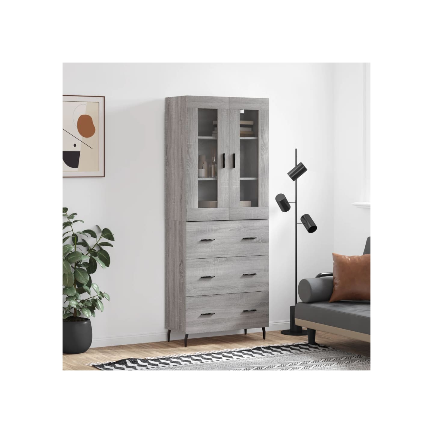 Buffet haut Sonoma gris 69,5x34x180 cm Bois d'ingénierie