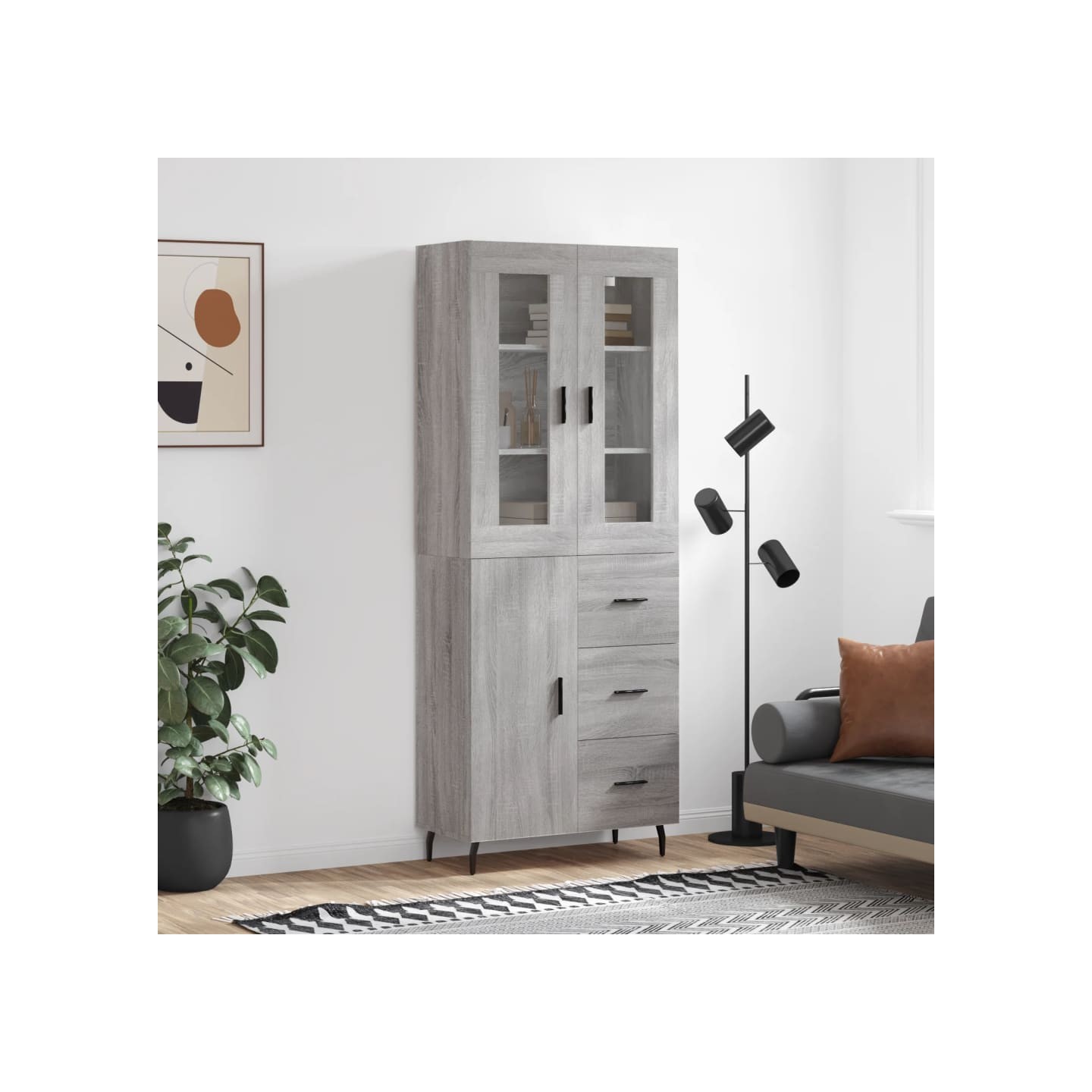 Buffet haut Sonoma gris 69,5x34x180 cm Bois d'ingénierie
