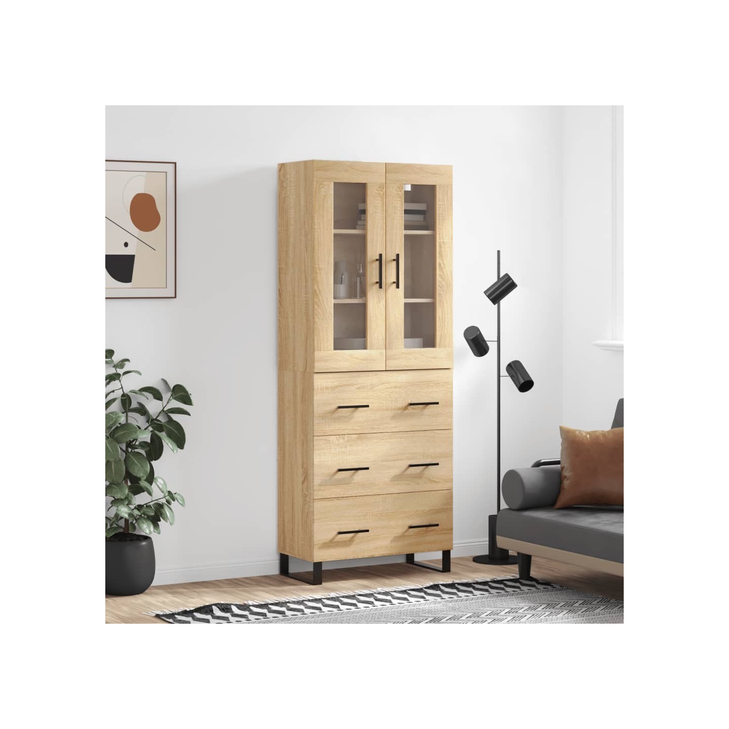 Buffet haut Chêne sonoma 69,5x34x180 cm Bois d'ingénierie