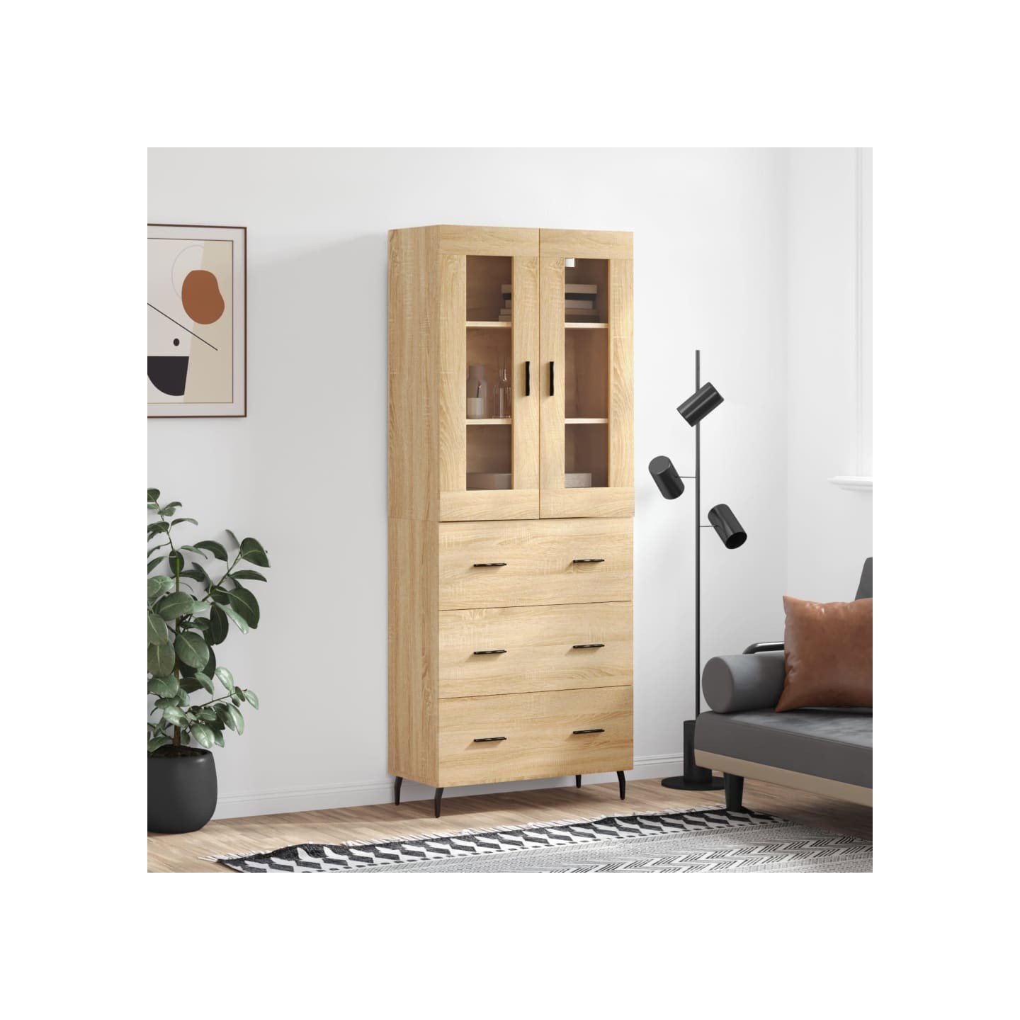 Buffet haut Chêne sonoma 69,5x34x180 cm Bois d'ingénierie
