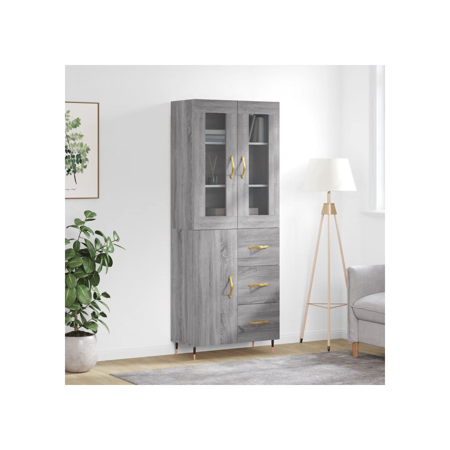 Buffet haut Sonoma gris 69,5x34x180 cm Bois d'ingénierie