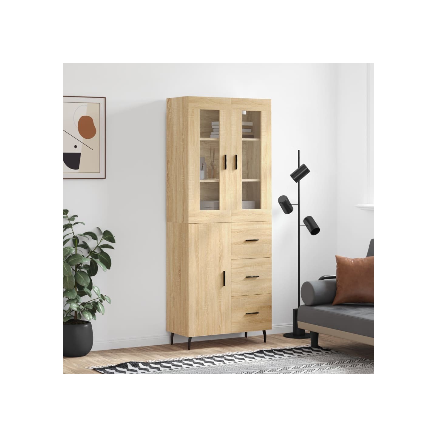 Buffet haut Chêne sonoma 69,5x34x180 cm Bois d'ingénierie