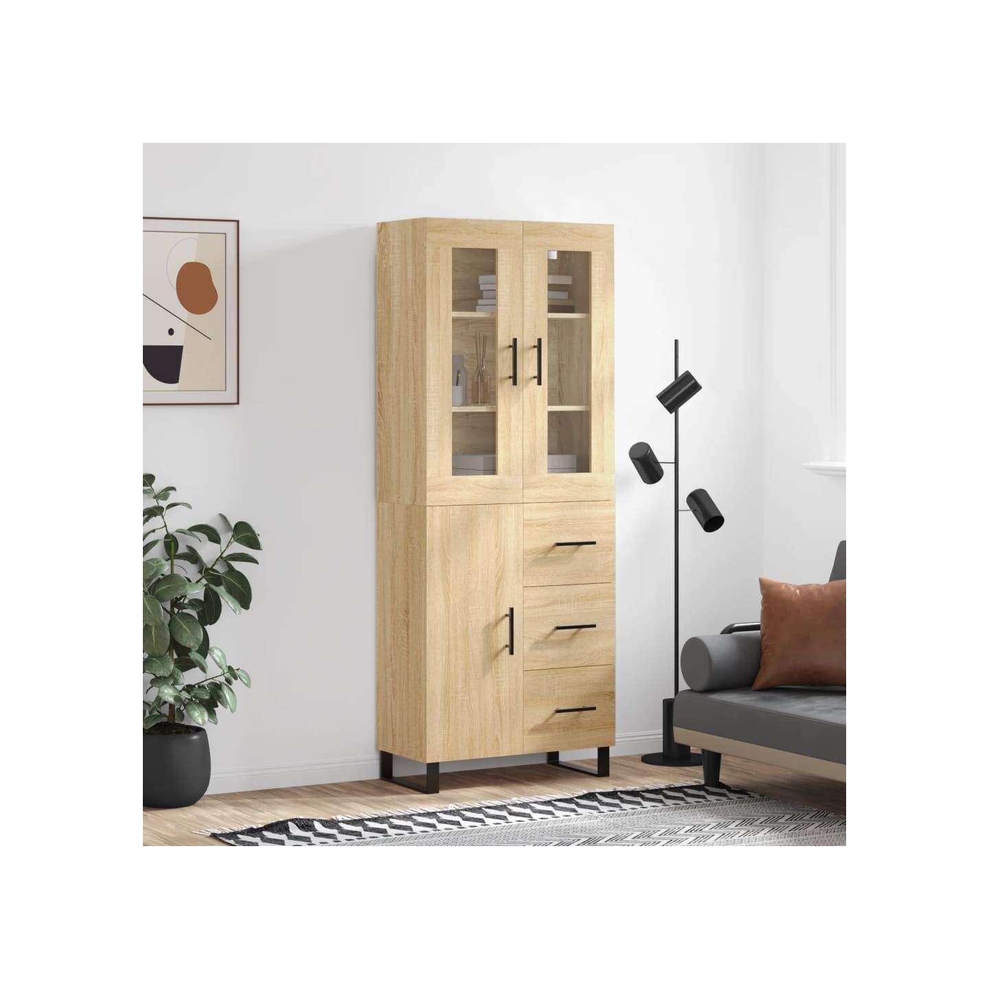 Buffet haut Chêne sonoma 69,5x34x180 cm Bois d'ingénierie