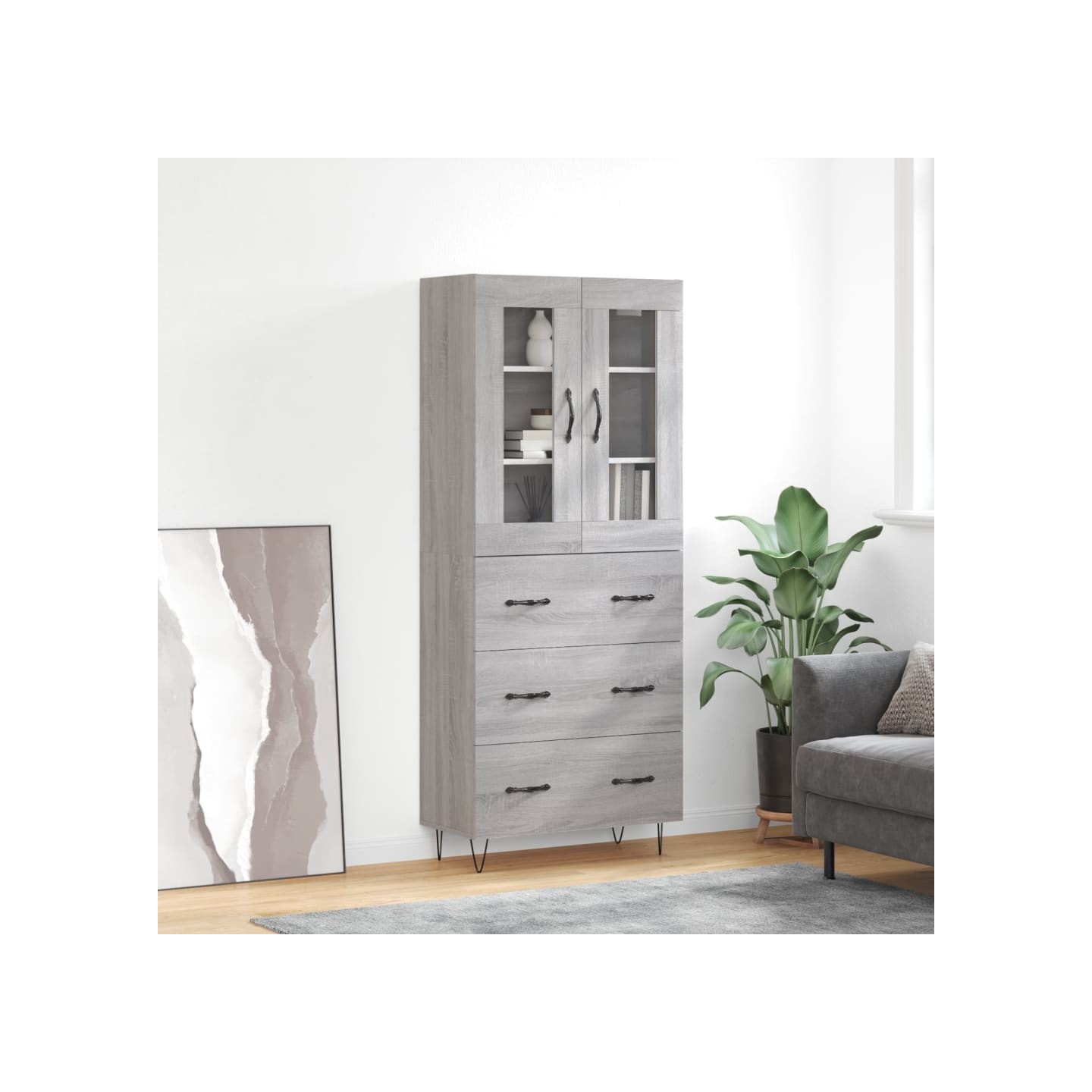 Buffet haut Sonoma gris 69,5x34x180 cm Bois d'ingénierie