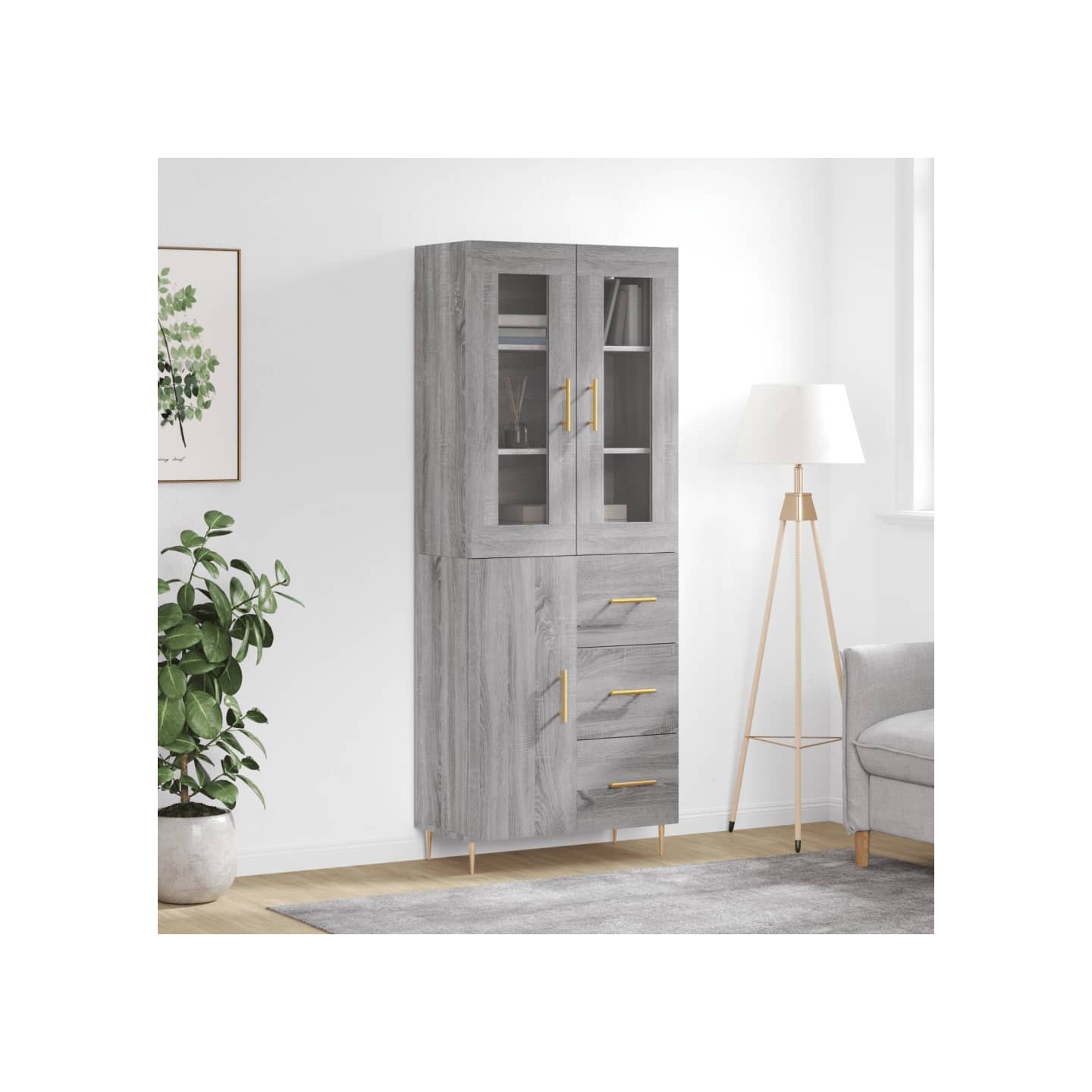 Buffet haut Sonoma gris 69,5x34x180 cm Bois d'ingénierie