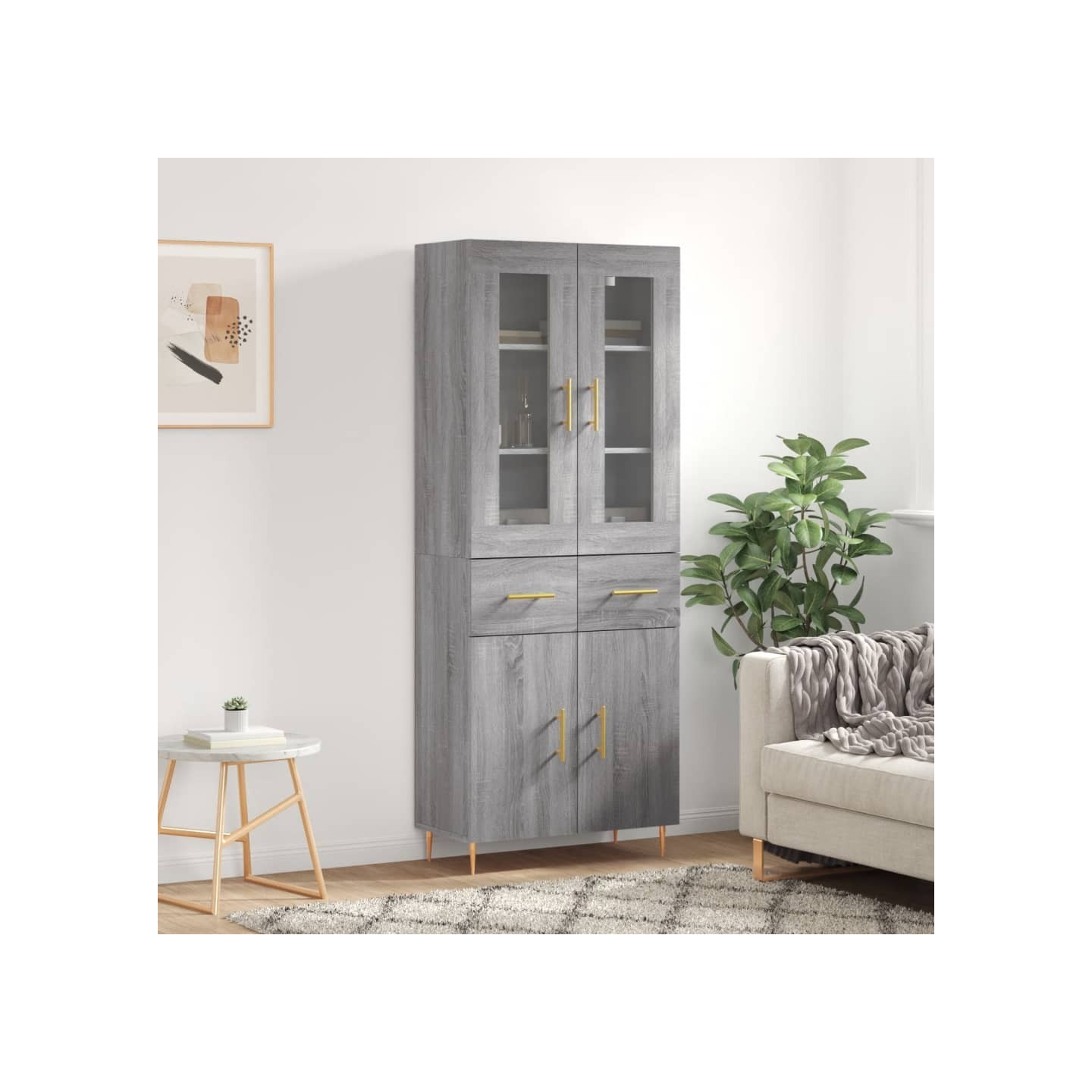 Buffet haut Sonoma gris 69,5x34x180 cm Bois d'ingénierie