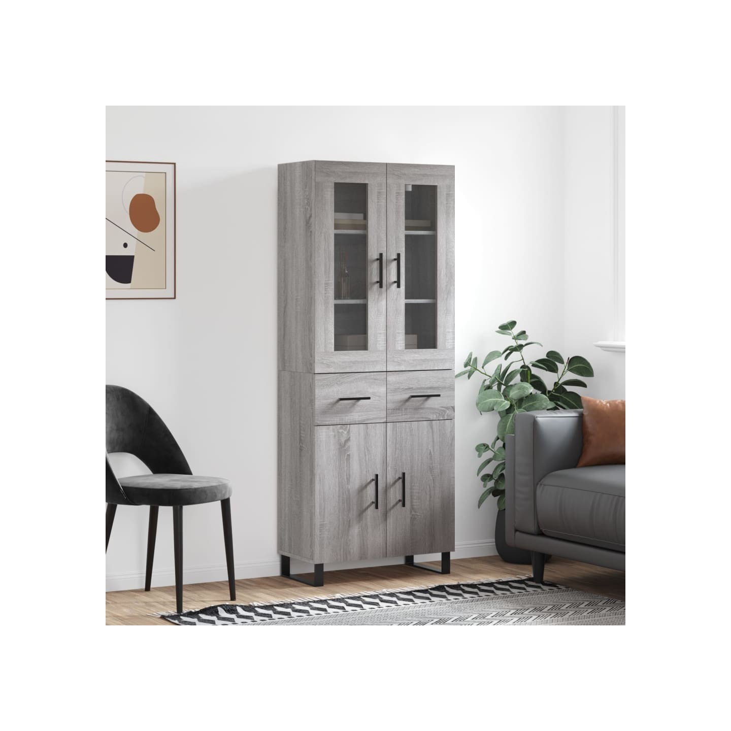 Buffet haut Sonoma gris 69,5x34x180 cm Bois d'ingénierie