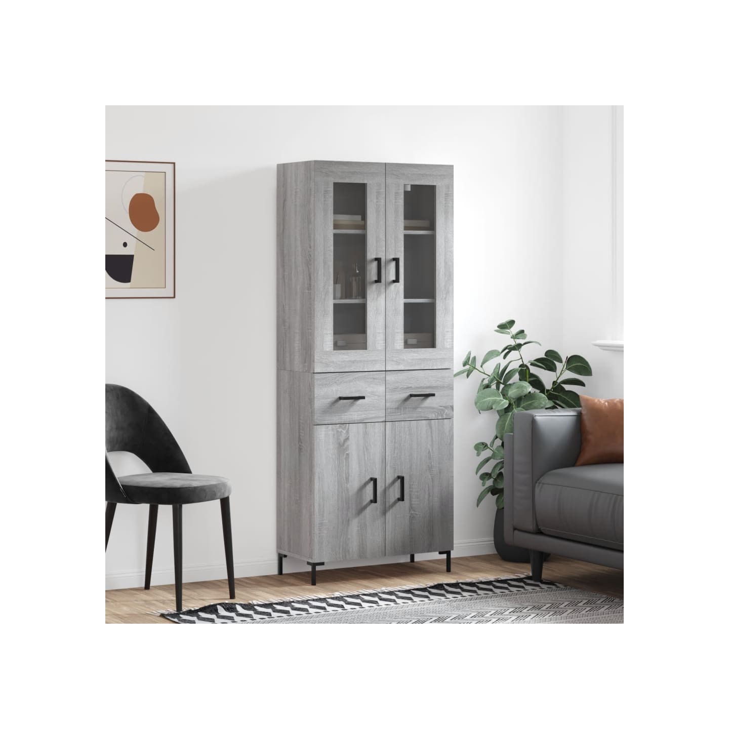 Buffet haut Sonoma gris 69,5x34x180 cm Bois d'ingénierie