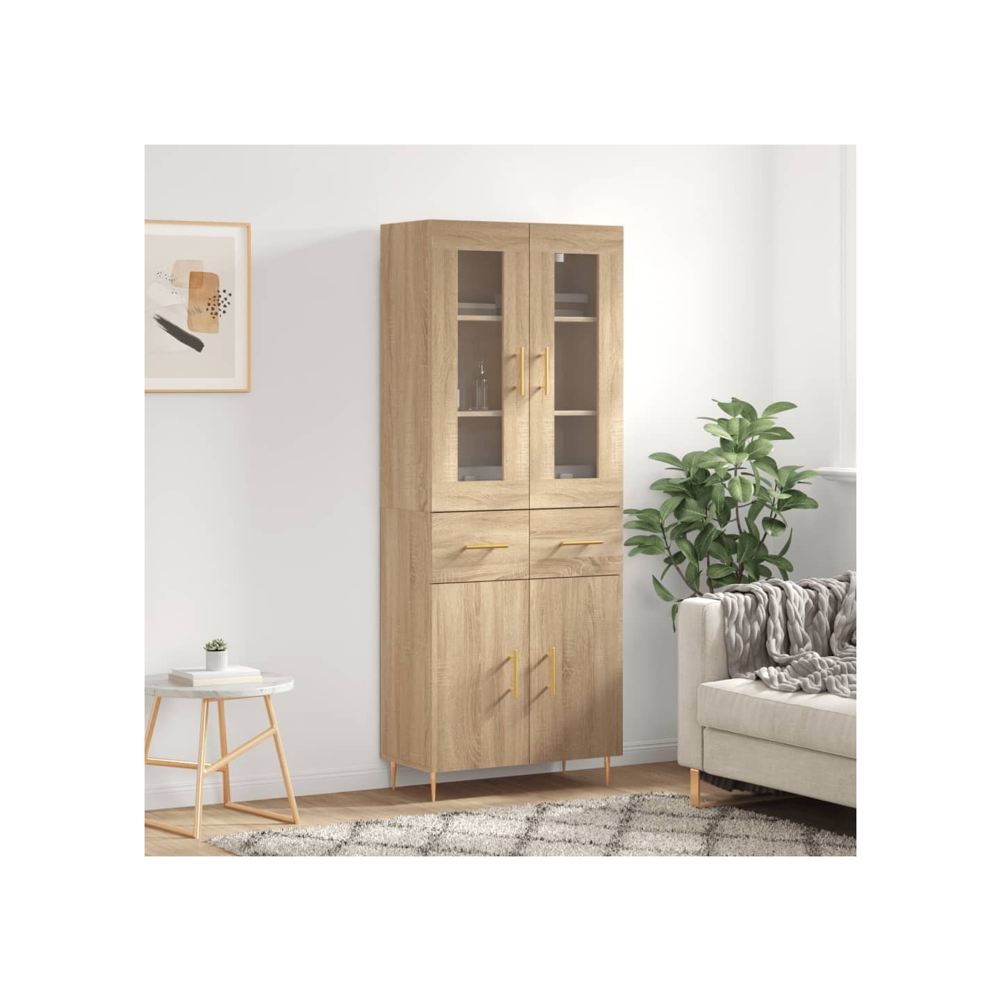 Buffet haut Chêne sonoma 69,5x34x180 cm Bois d'ingénierie