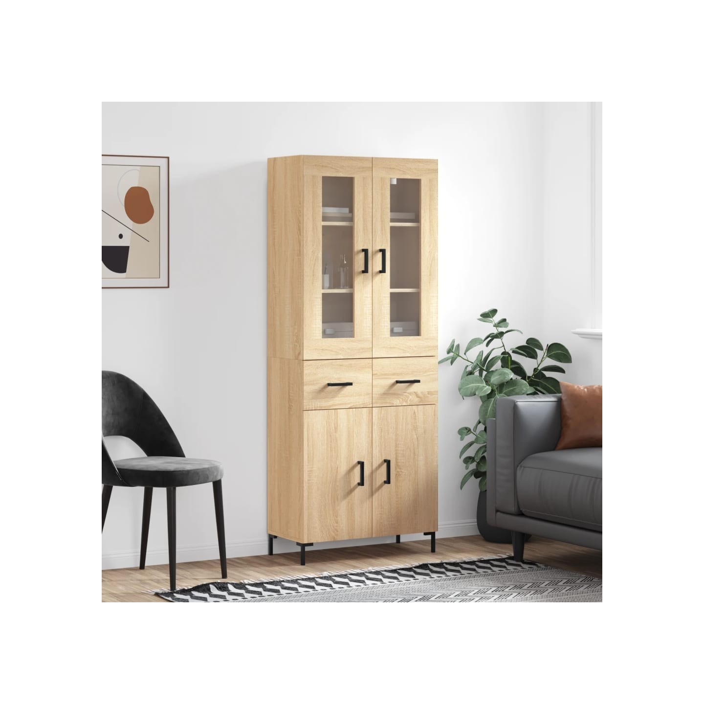 Buffet haut Chêne sonoma 69,5x34x180 cm Bois d'ingénierie