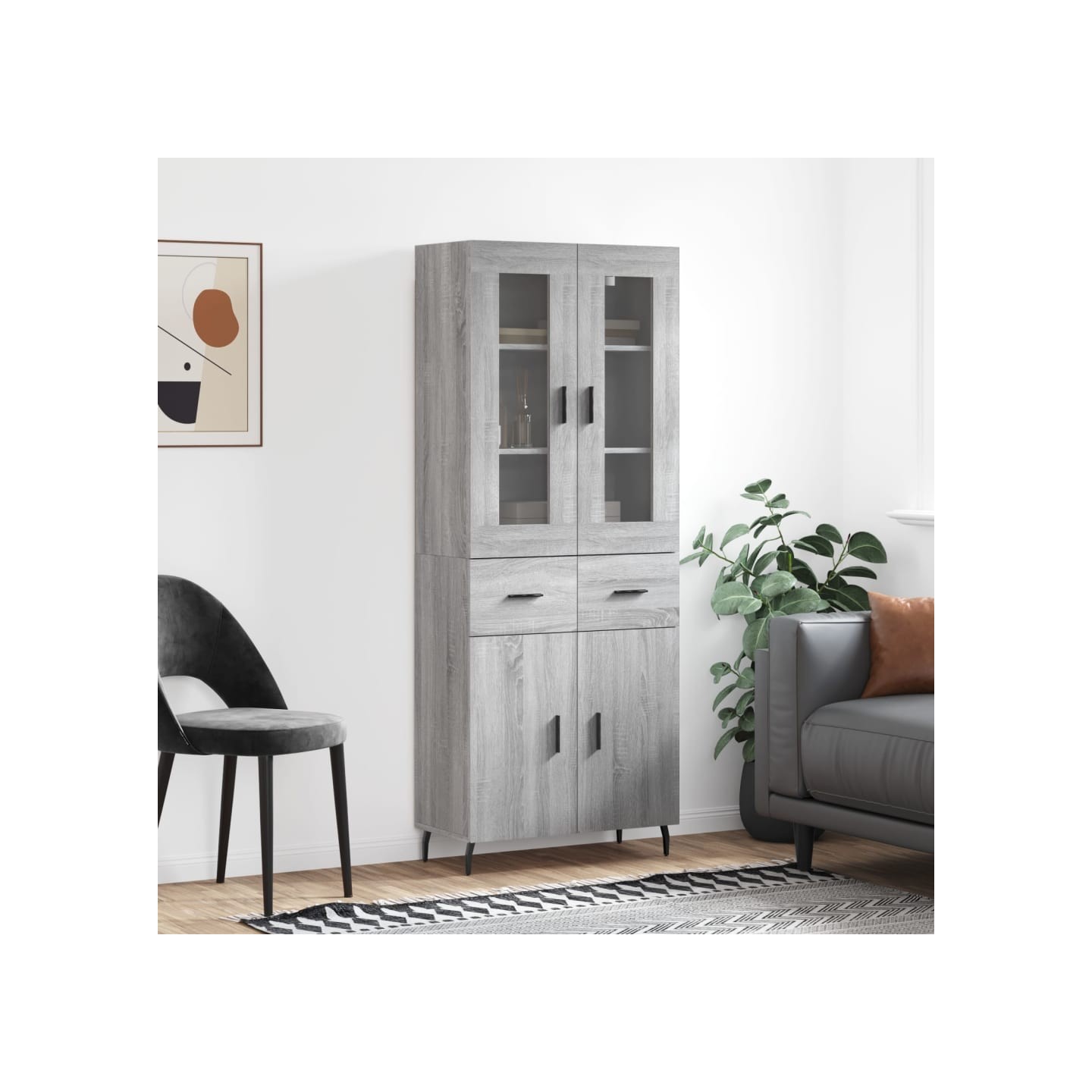 Buffet haut Sonoma gris 69,5x34x180 cm Bois d'ingénierie