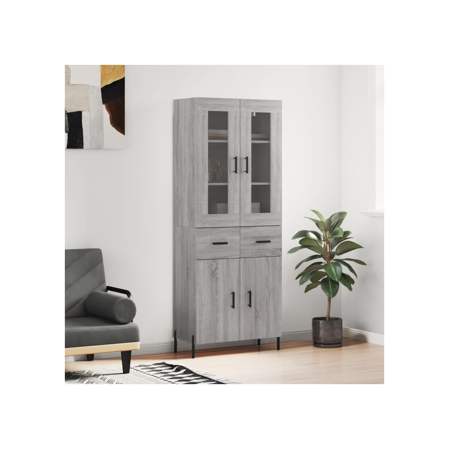 Buffet haut Sonoma gris 69,5x34x180 cm Bois d'ingénierie