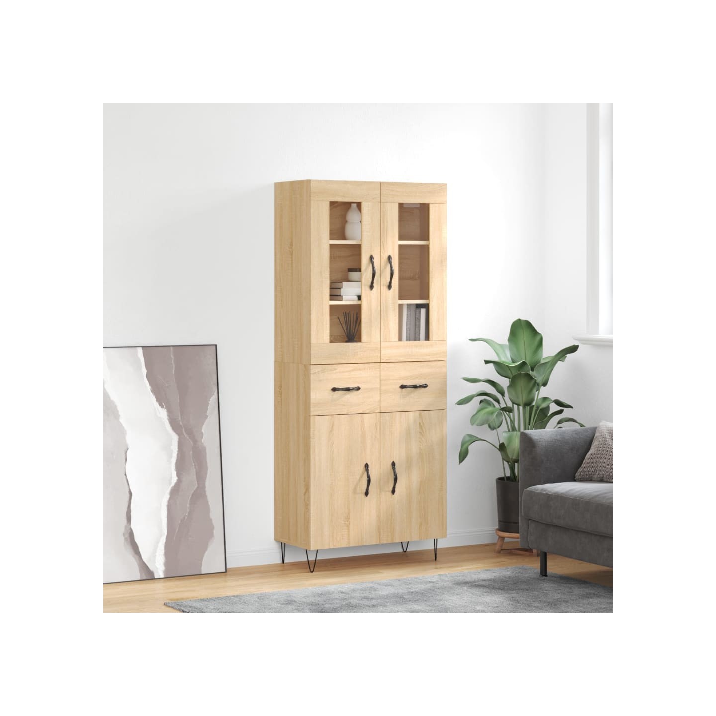 Buffet haut Chêne sonoma 69,5x34x180 cm Bois d'ingénierie