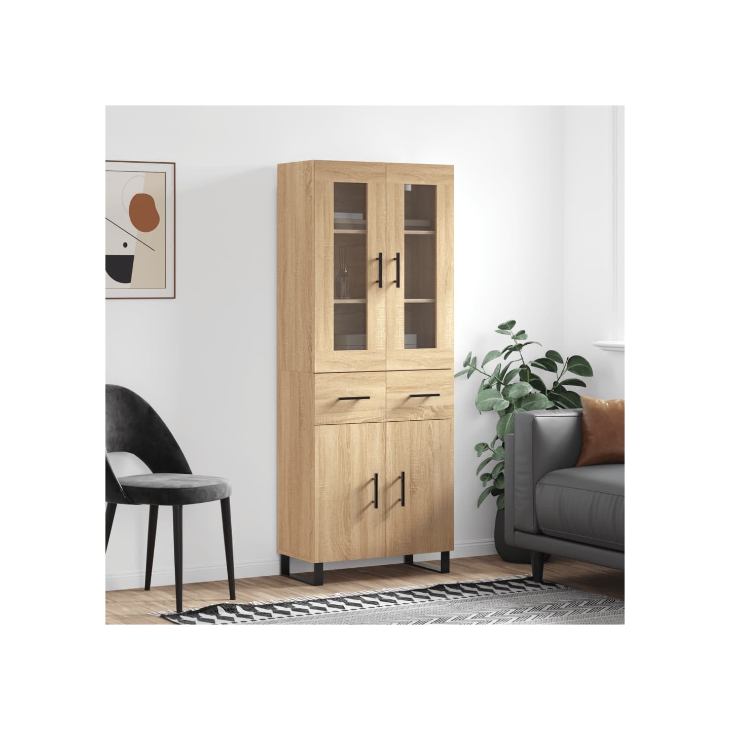 Buffet haut Chêne sonoma 69,5x34x180 cm Bois d'ingénierie