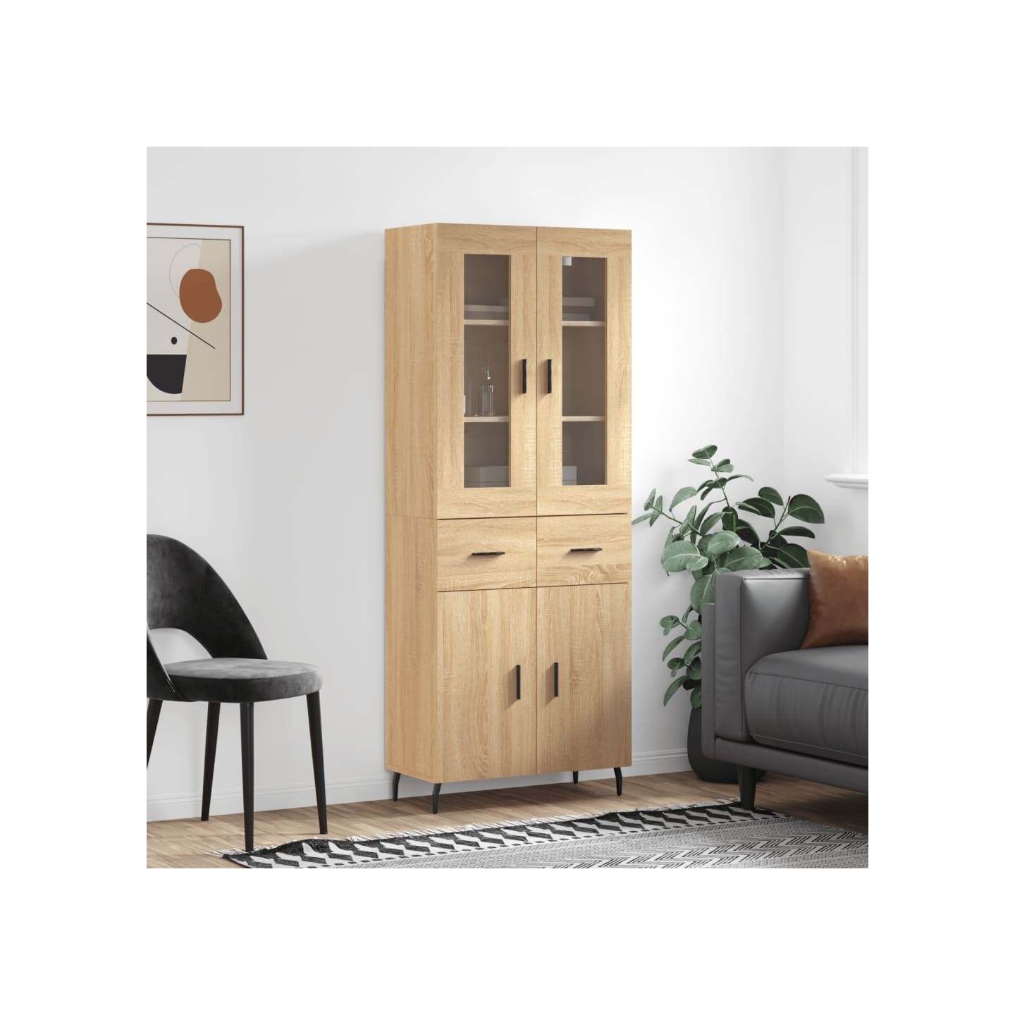 Buffet haut Chêne sonoma 69,5x34x180 cm Bois d'ingénierie
