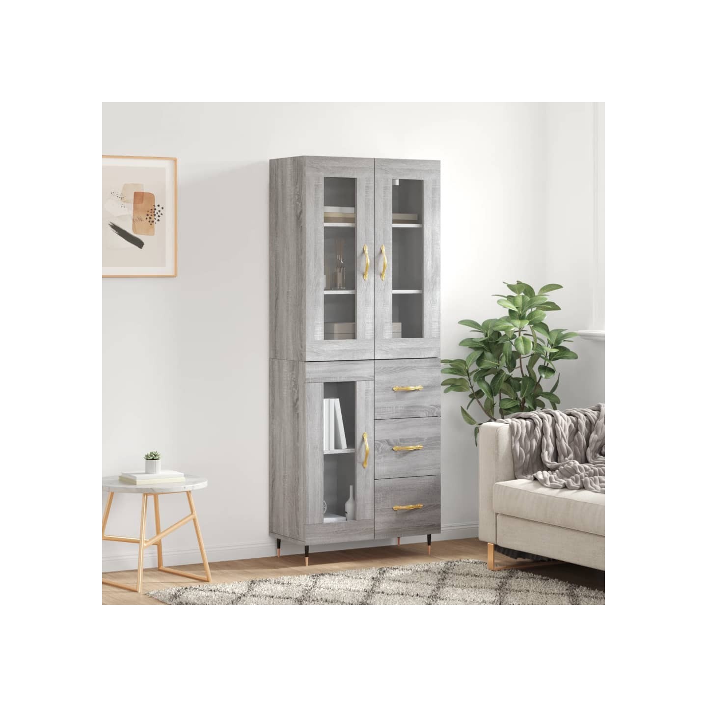Buffet haut Sonoma gris 69,5x34x180 cm Bois d'ingénierie