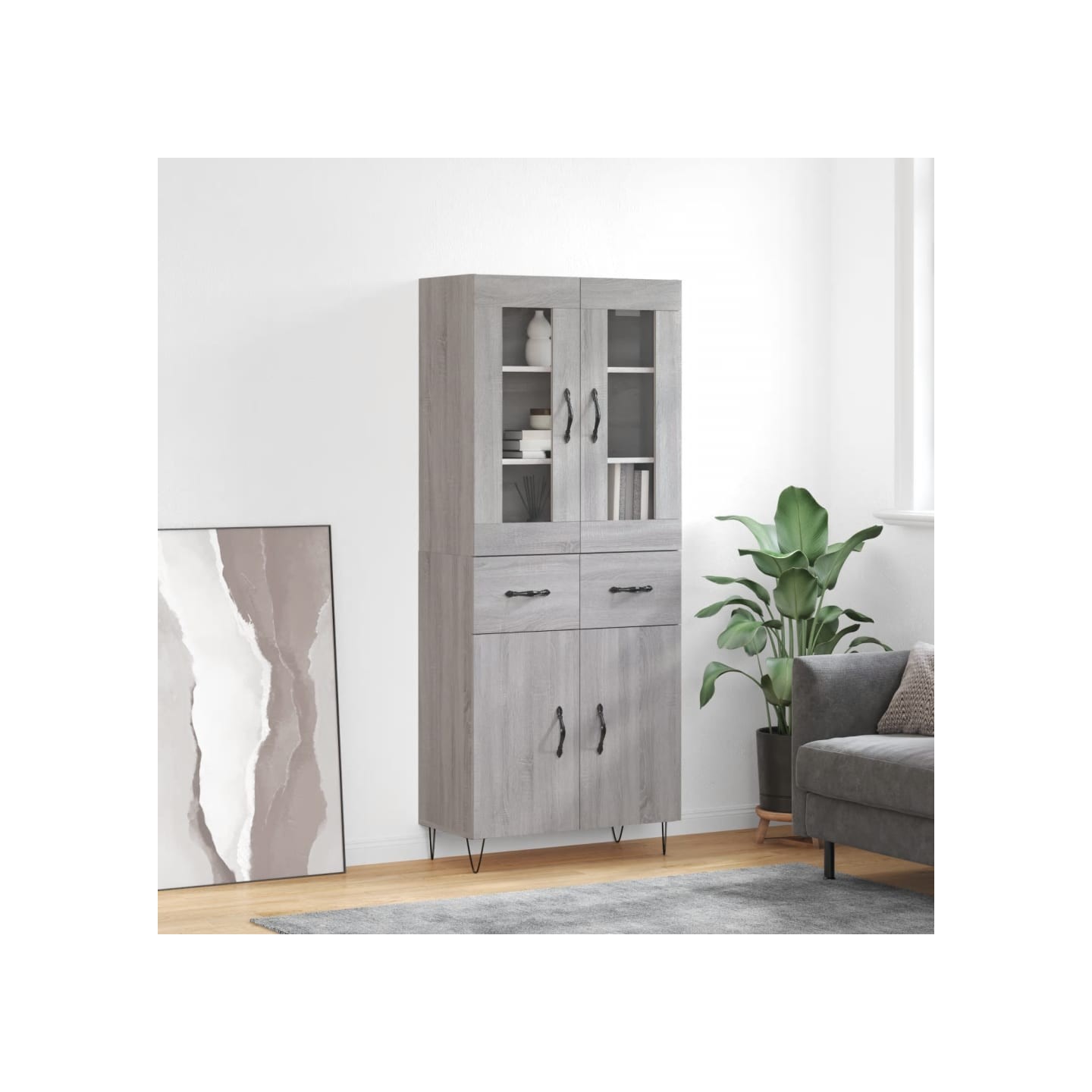 Buffet haut Sonoma gris 69,5x34x180 cm Bois d'ingénierie