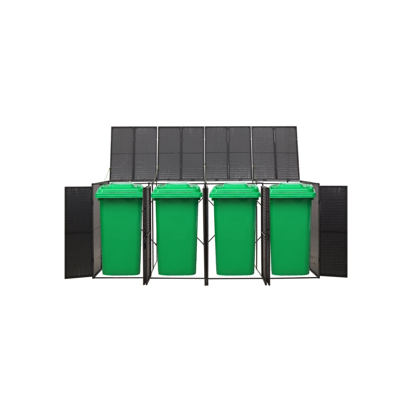 Abri pour poubelle quadruple Noir 274x80x117 cm Résine tressée